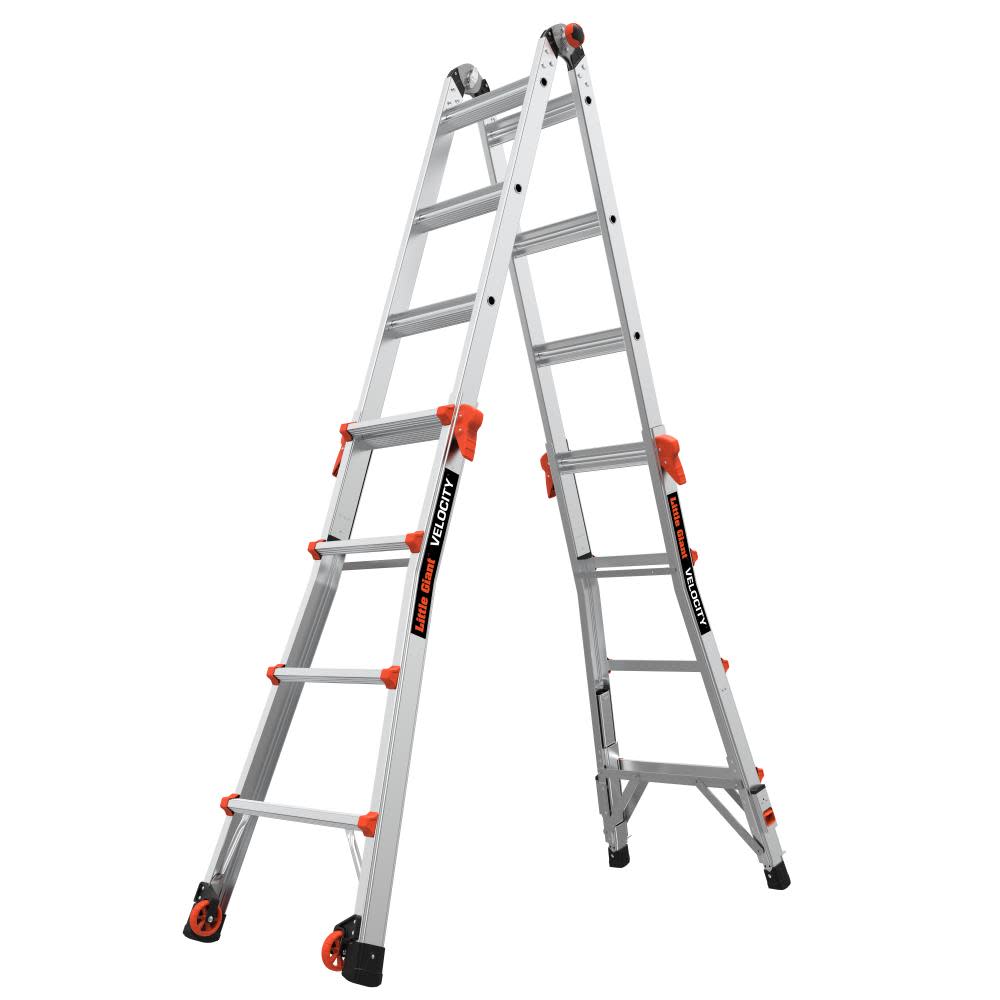 Velocity, Model 17 - ANSI Type IA - 300 lb Rated, Aluminum Articulated Extendable Ladder with Ratchet Levelers - Mycitystee