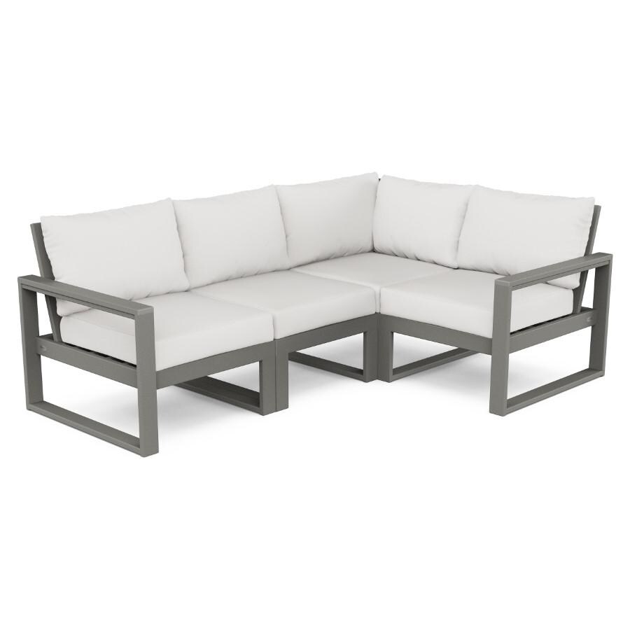 POLYWOOD EDGE 4-Piece Modular Deep Seating Set in Slate Grey / Natural Linen - Mycitystee