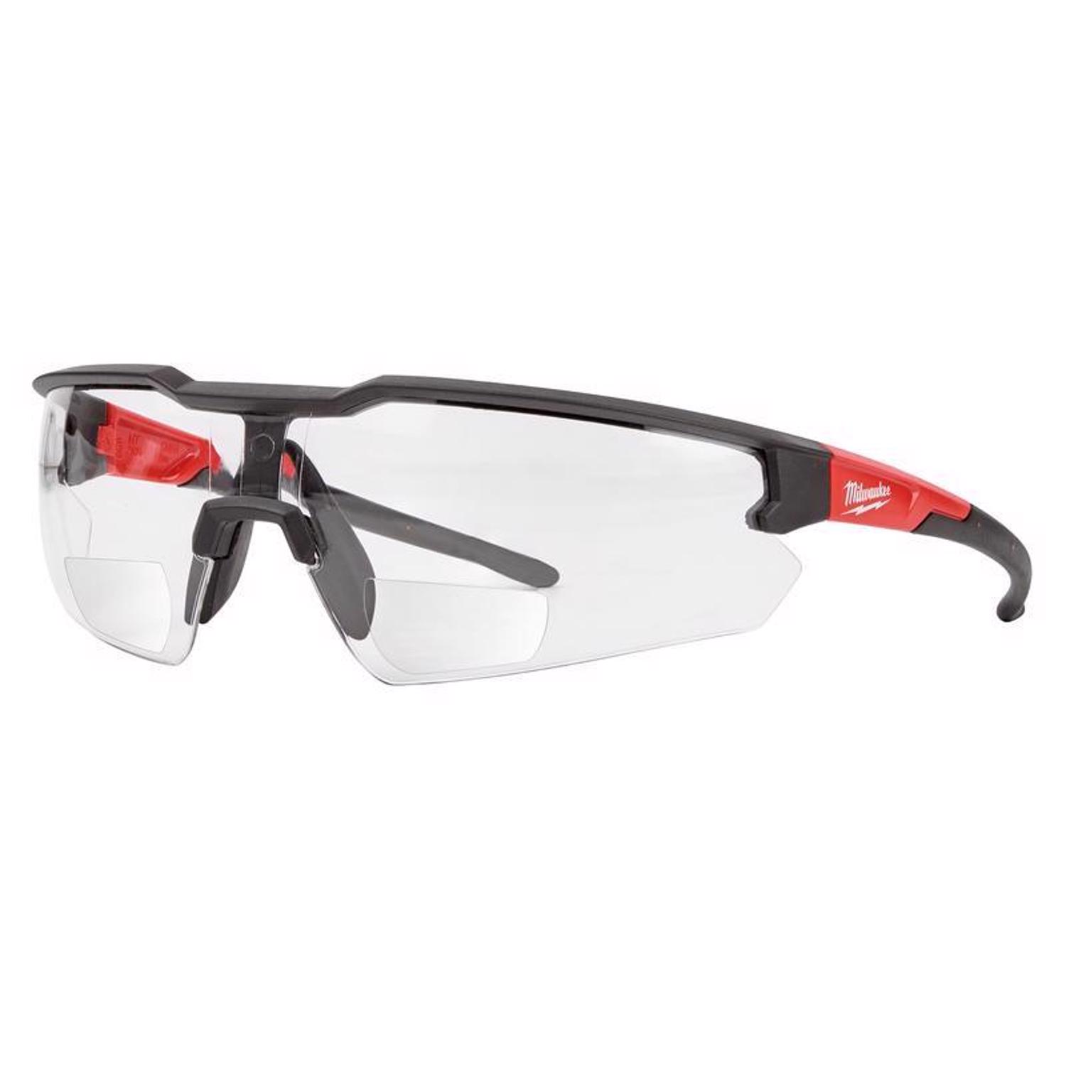 Milwaukee Anti-Scratch Safety Glasses Clear Lens Black/Red Frame - Mycitystee