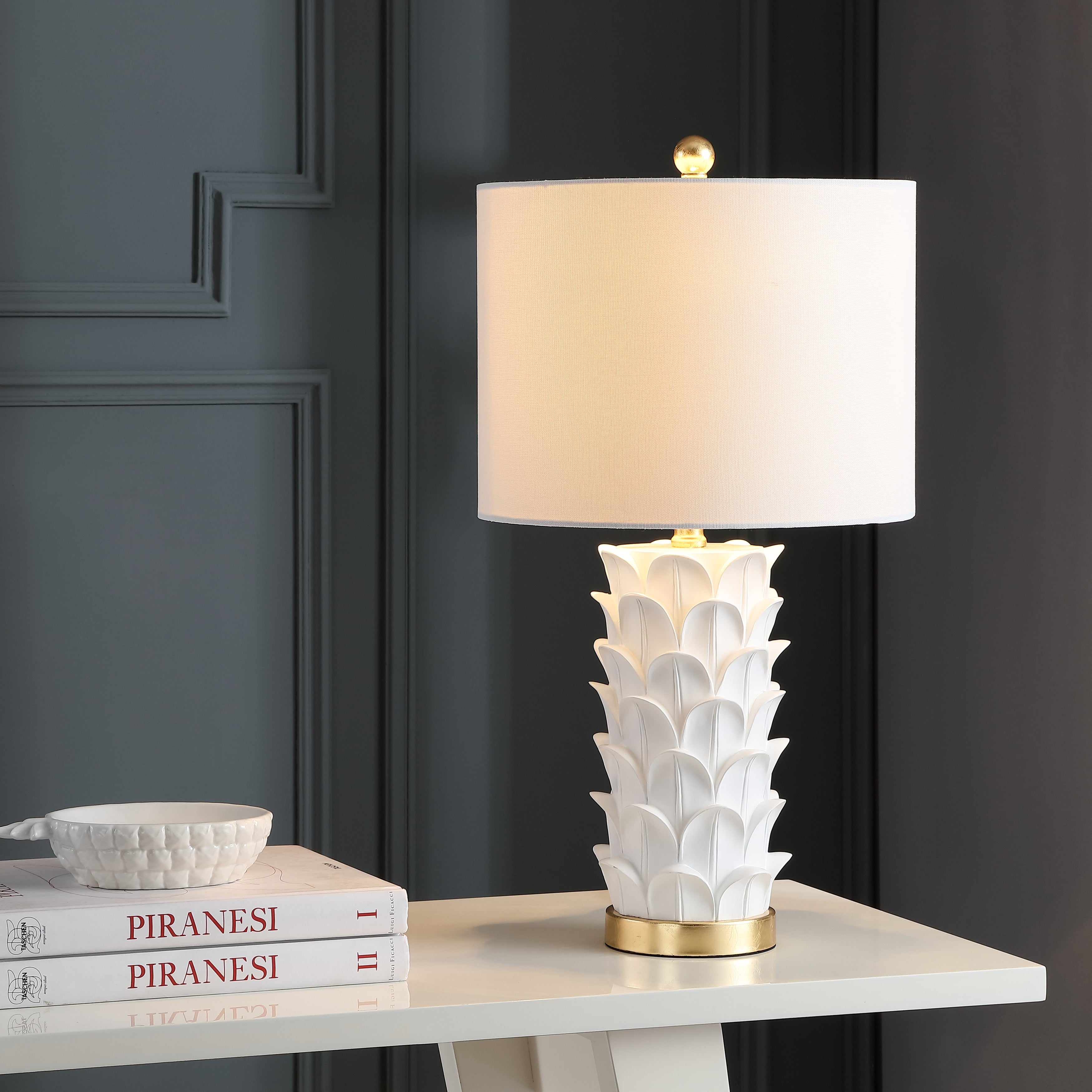 SAFAVIEH Lighting 25-inch Nico White/ Gold LED Table Lamp (Set of 2) - 13