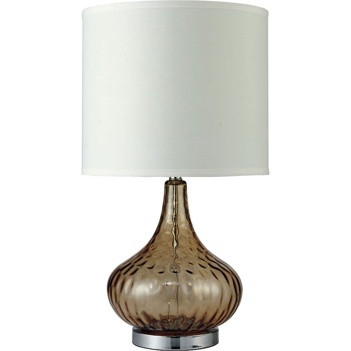 Table Lamp with Gourd Shaped Body and Stable Metal Support， Glass - 15 H x 15 W x 25L Inches - Mycitystee