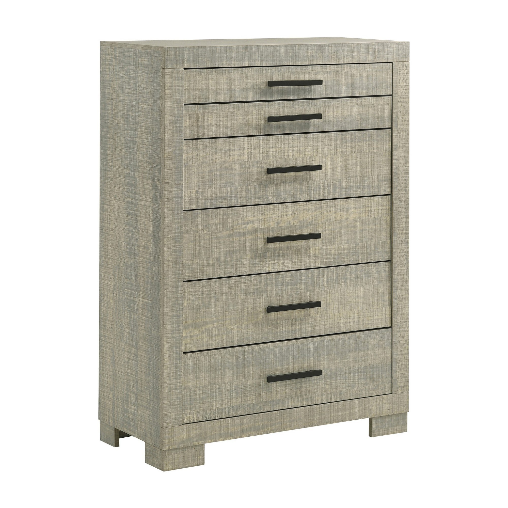 Ama 54 Inch Tall 5 Drawer Dresser Chest， Felt Lined， Modern Oak Gray Wood - - 37962454 - Mycitystee