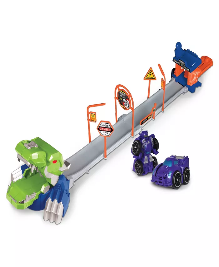 Supreme Machines Nkok Attack Launch Track T.Rex Rocket Bot 42021， 17 Piece Set， Purple Transforming 2-in-1 Car Robot， Easy Assembly - Mycitystee