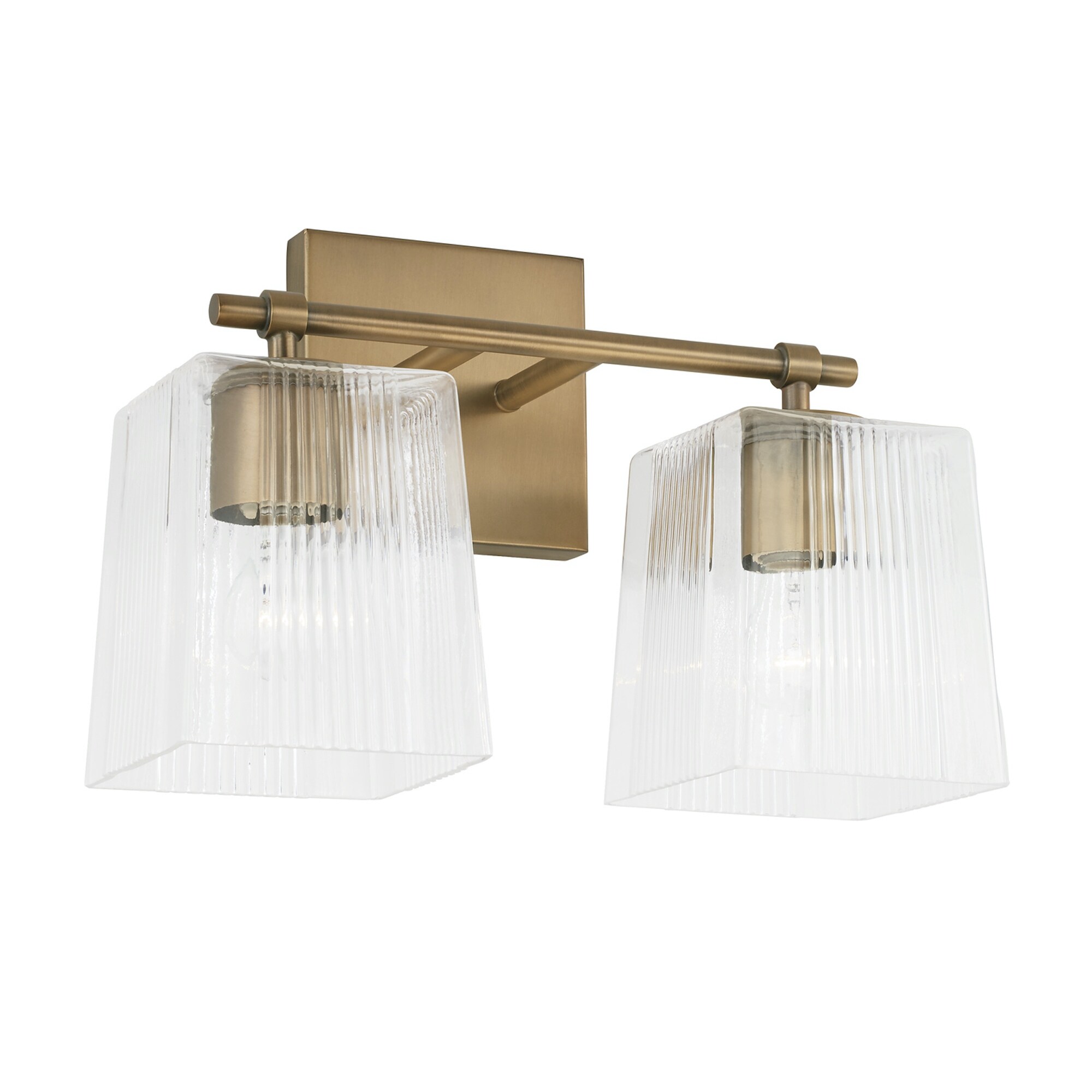Lexi 2-light 13.5-inch Bath/ Vanity Fixture w/ Clear Fluted Square Glass - Mycitystee