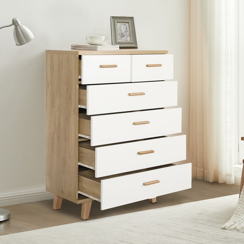Modern Wood 6 Drawer Dresser Bedroom Storage Drawer Organizer Closet - - 35493043 - Mycitystee