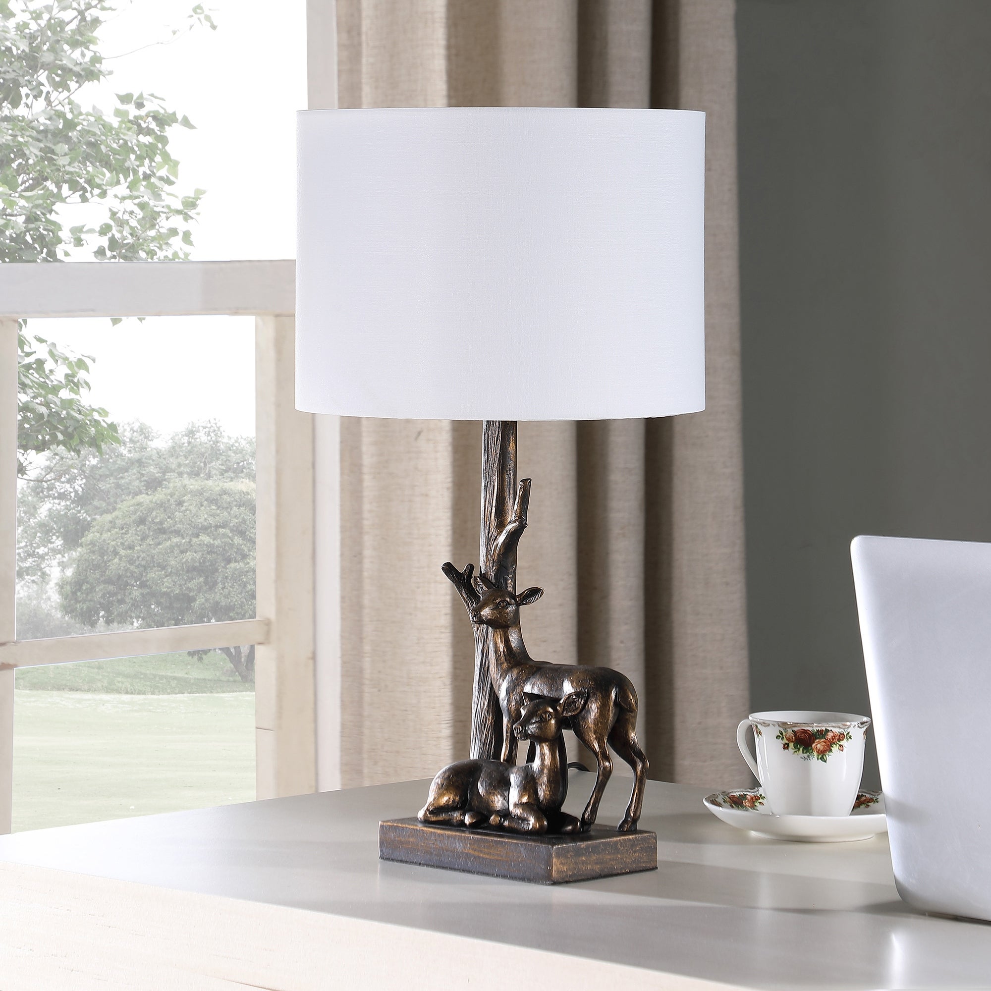 Capreolus Bronze Western Roe Deer Polyresin Table Lamp - Mycitystee