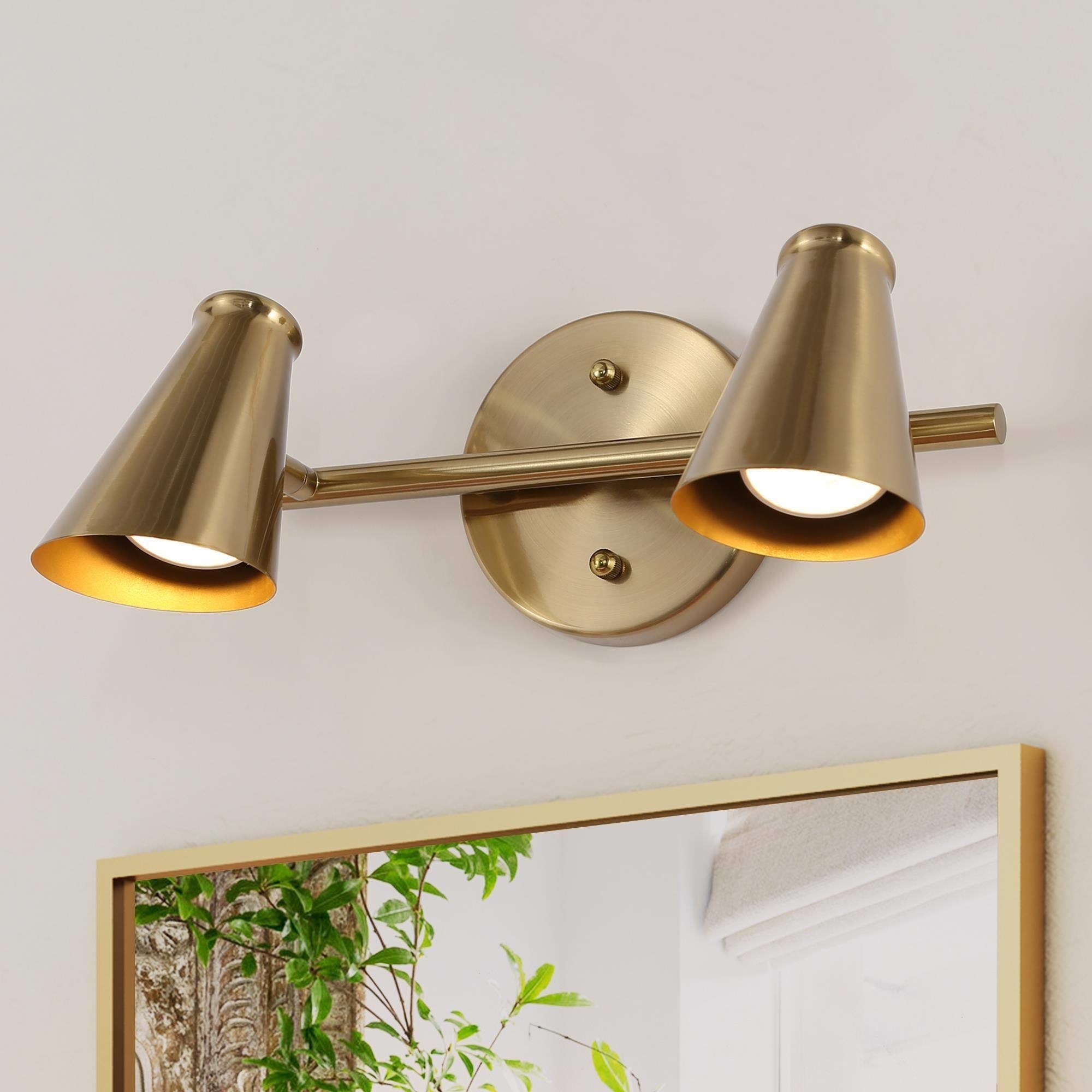 Tesa Modern Glam 2-Light Gold Bathroom Vanity Lights Metal Wall Sconces - L 14.5