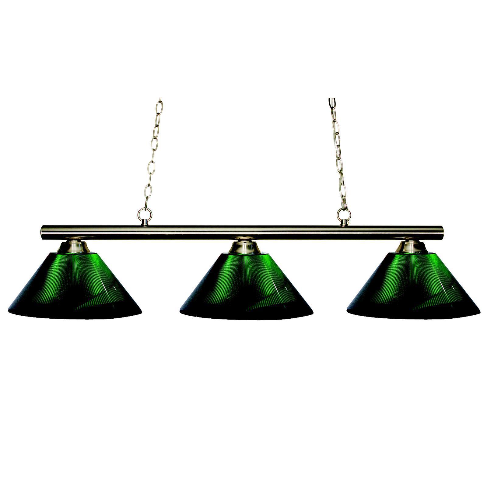 Sharp Shooter Acrylic Green 3-light Billiard Light Fixture - Brushed Nickel - Mycitystee