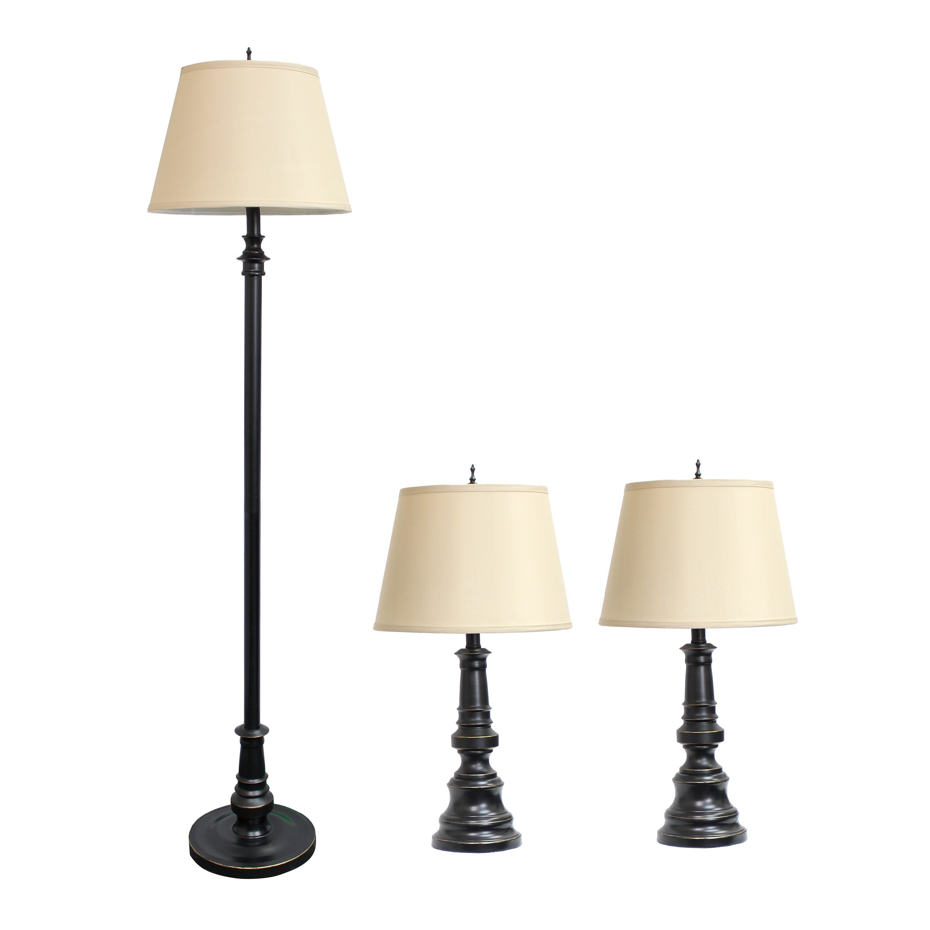 3 Piece Restoration Bronze Metal Lamp Set with Tan Shades - Mycitystee