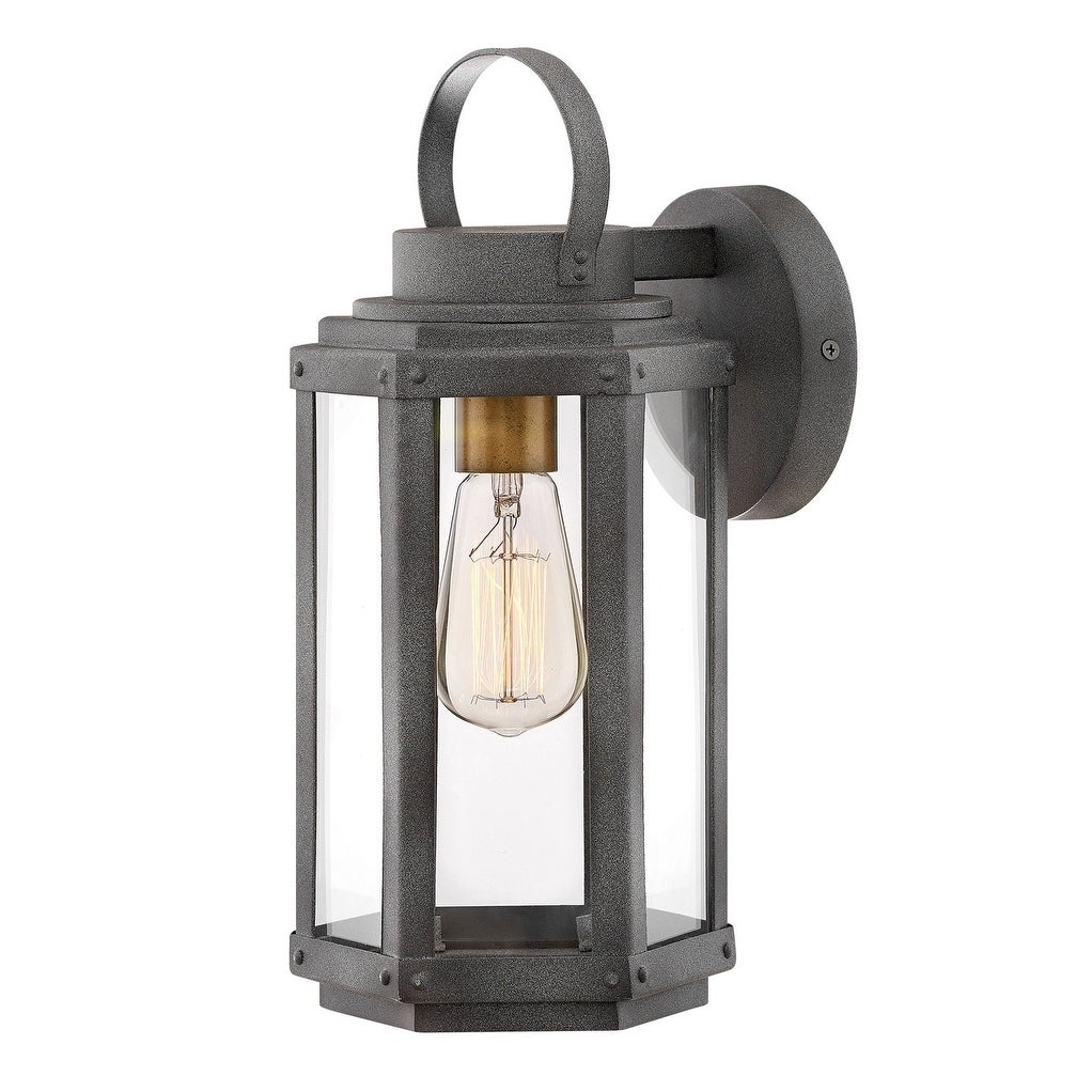 Hinkley Danbury 1-Light Outdoor Wall Mount Lantern in Aged Zinc - Mycitystee
