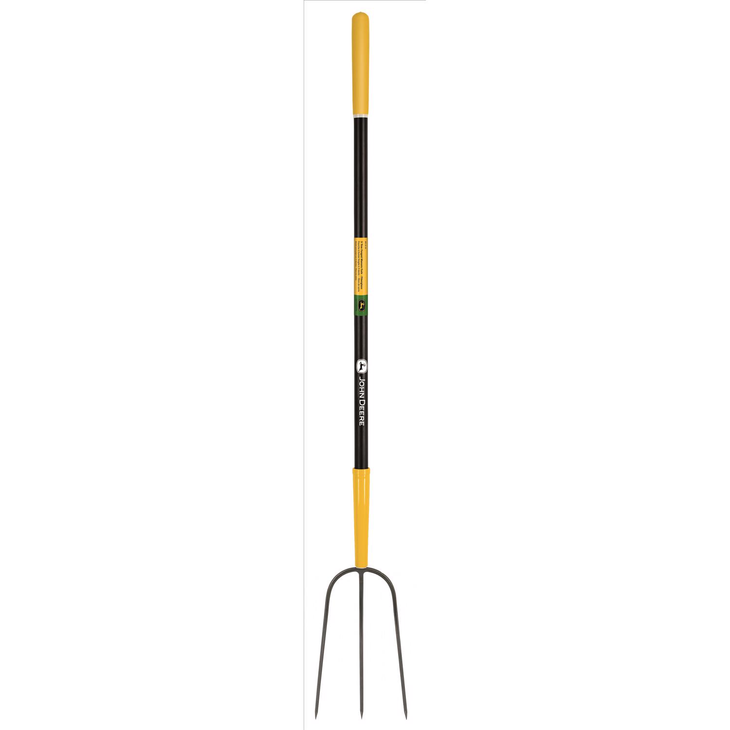 John Deere 3 Tine Steel Manure Fork 48 in. Fiberglass Handle - Mycitystee