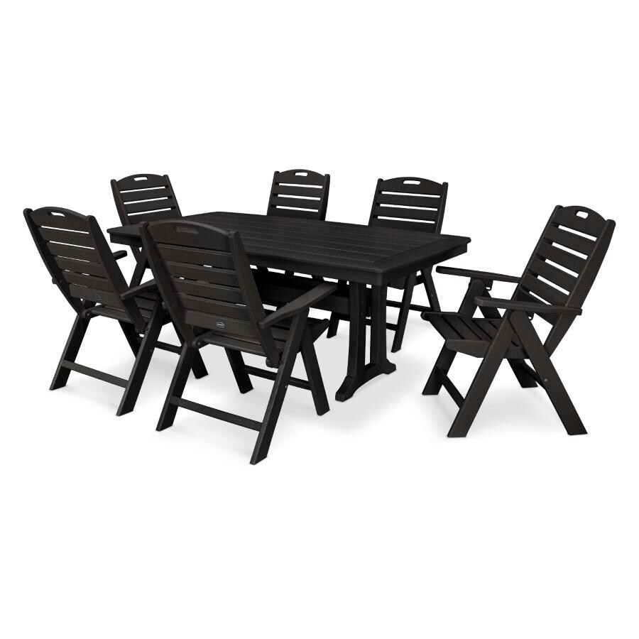 POLYWOOD 7-Piece Nautical Dining Set in Black - Mycitystee