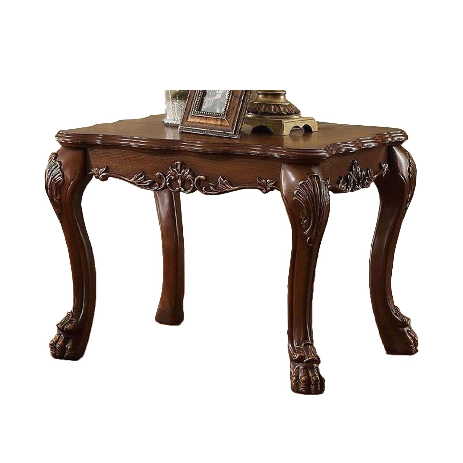 Wood End Table with Oversized Claw Legs in Cherry Oak - Mycitystee