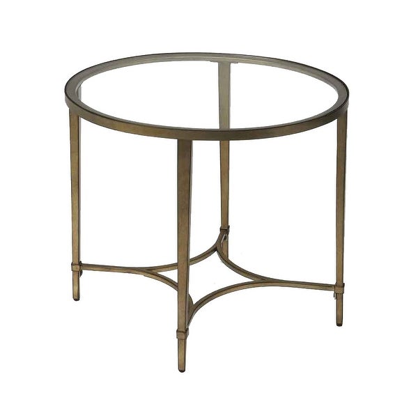 Monica Gold Distressed Metal End Table - Oval - Mycitystee