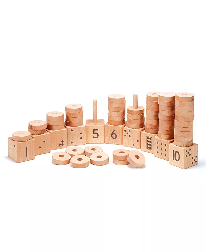 Yellow Door 1-10 Natural Number Stacker， Set of 65 - Mycitystee