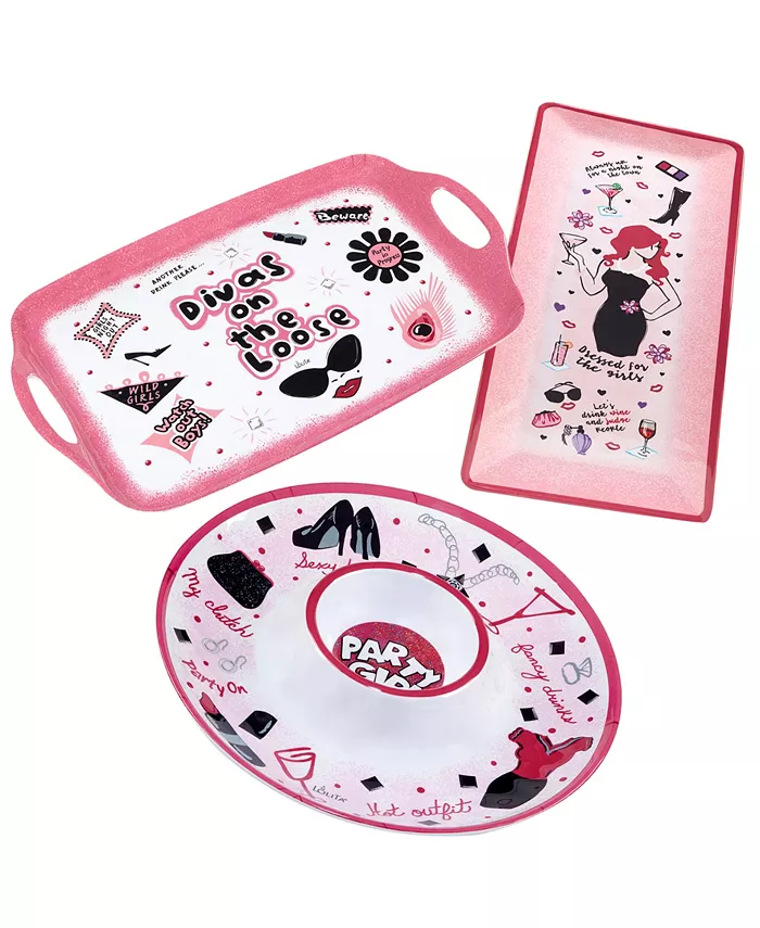 Certified International Lolita Divas on the Loose 3-PC Melamine Serving Set - Mycitystee