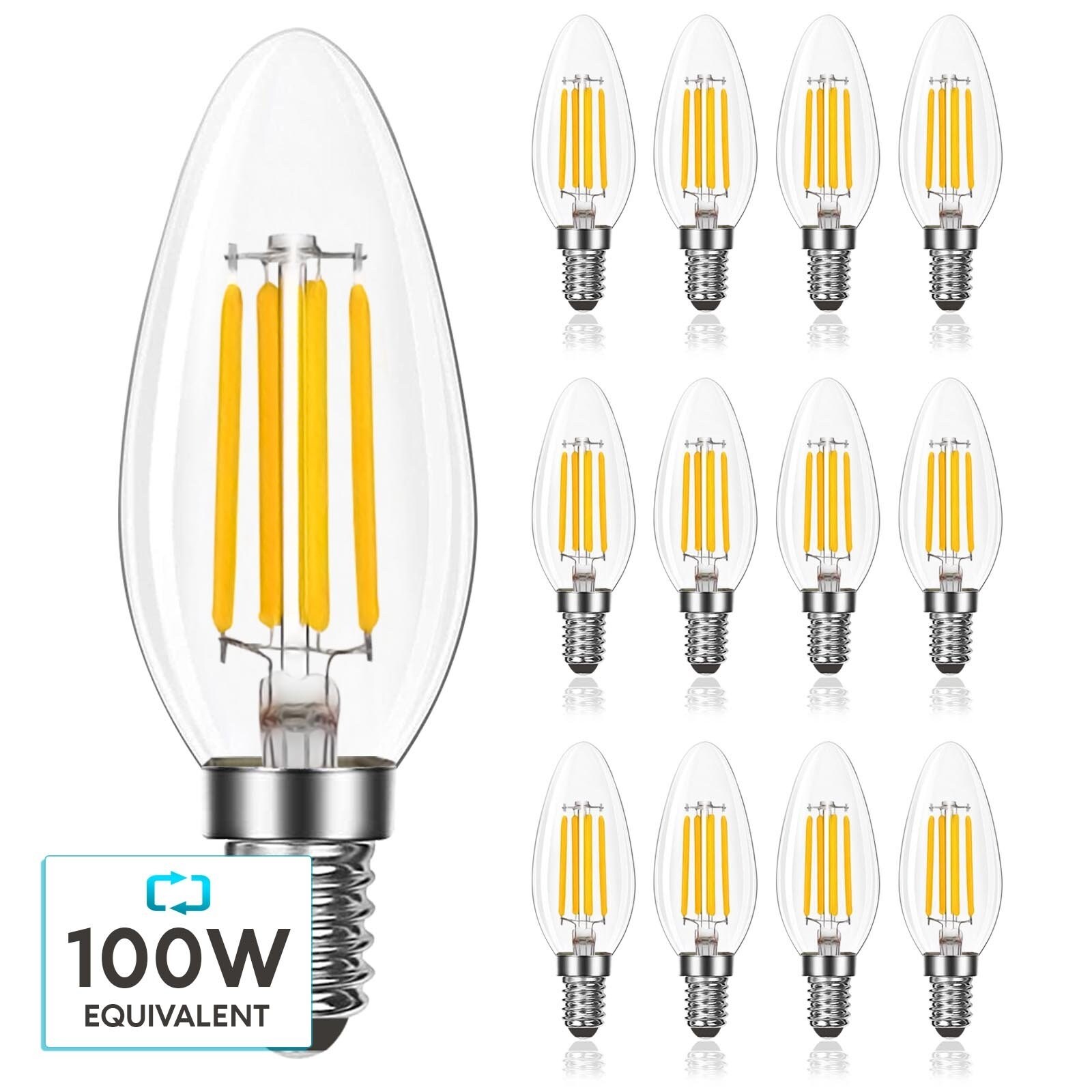 Luxrite Candelabra LED Light Bulbs 100W Equivalent 800 Lumens 7W B11 Dimmable Damp Rated UL Listed E12 12 Pack - Mycitystee