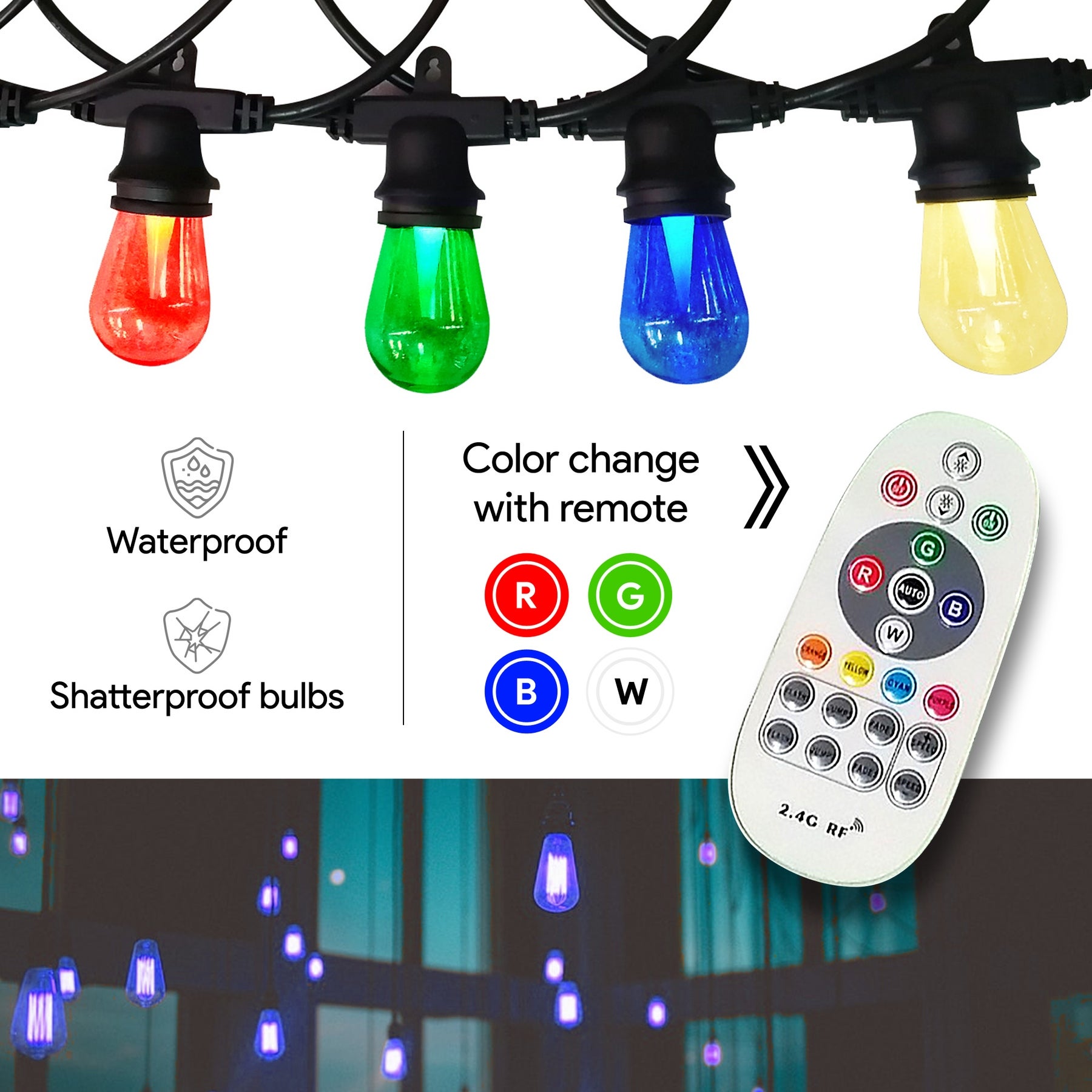 LEDPAX 24-Light 48 ft. Indoor and Outdoor LED String Light， Changing Color Lights - 48 Foot Shopping - The Best Deals on String Lights | 39699985 - Mycitystee