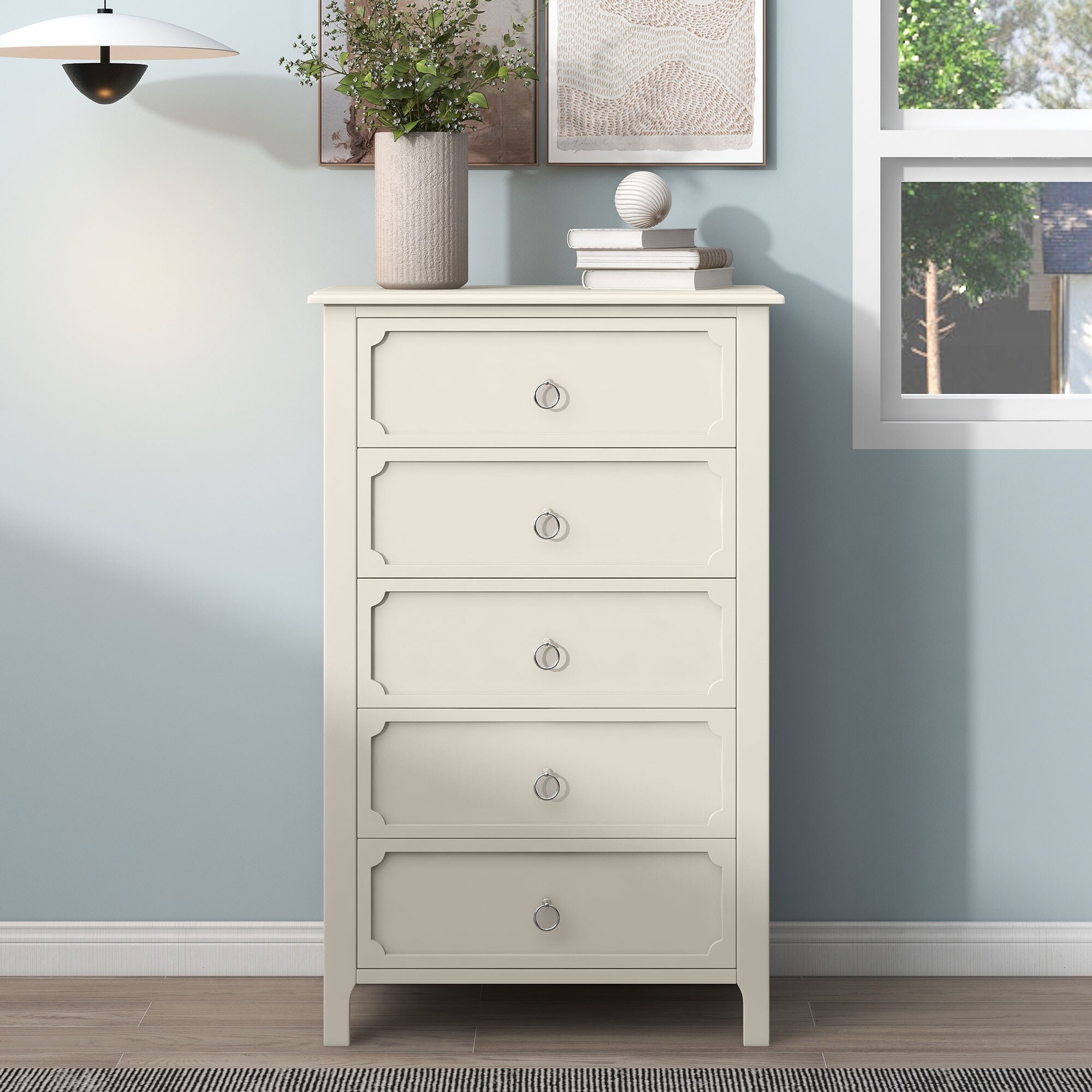 Rubber Wooden Chest 5 Large Drawers - - 37427651 - Mycitystee