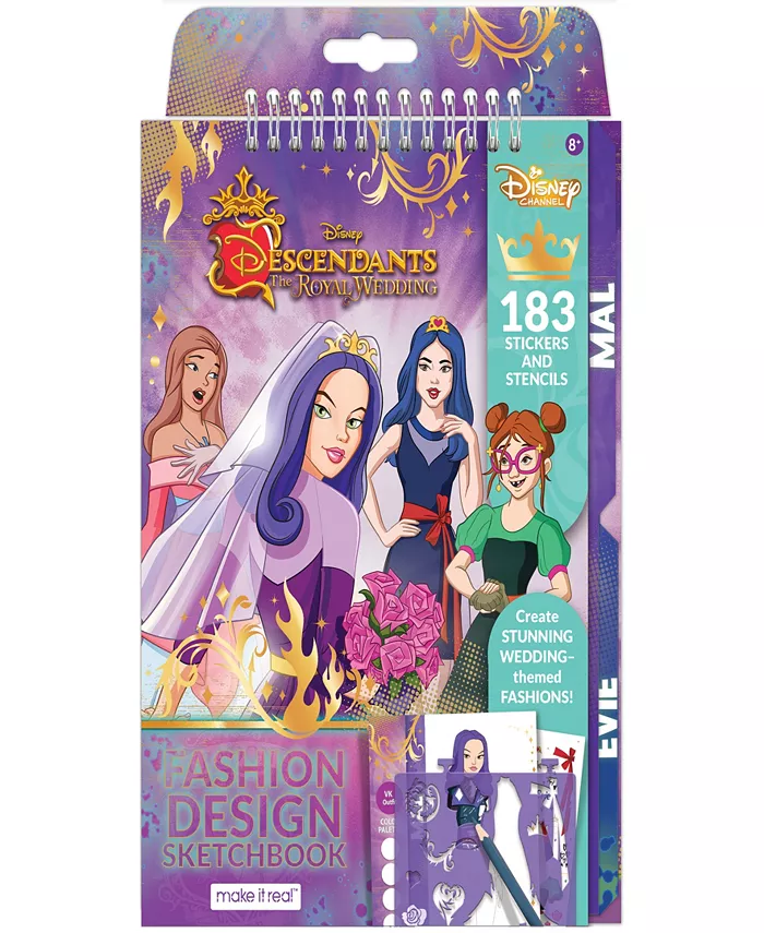 Disney Descendants Royal Wedding Fashion Design Sketchbook Make It Real， includes 183 Stickers Stencils， Draw Sketch Color Create， Create Stunning Wed - Mycitystee