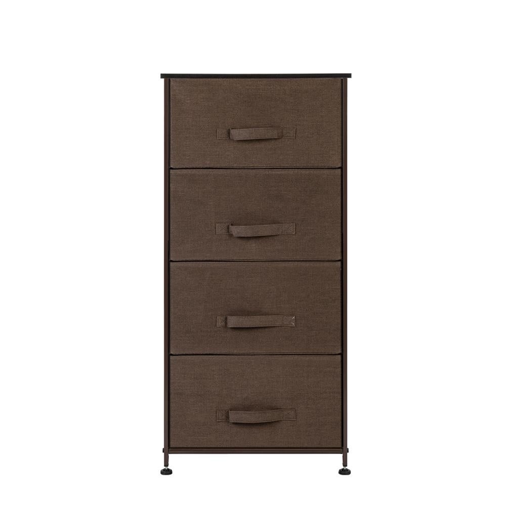 4-Drawer Fabric Storage Organizer Side Table Dresser Cabinet，Brown - - 33169066 - Mycitystee