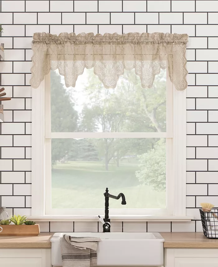 No. 918 Alison Floral Lace Rod Pocket Kitchen Curtain Valance， 58