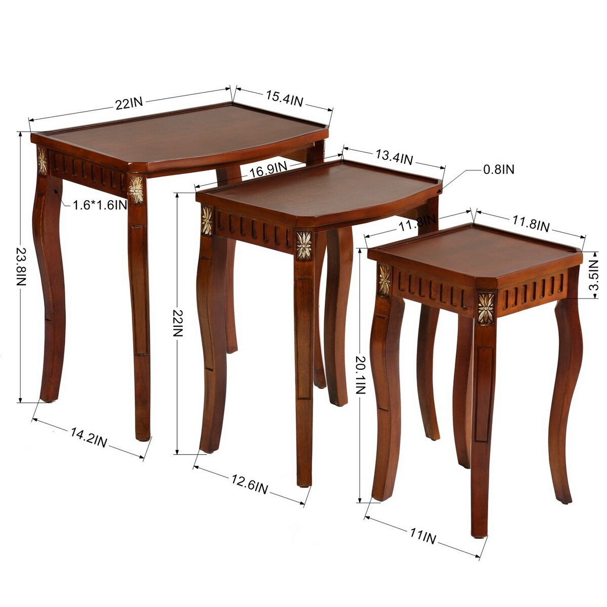 Mid-Century Solid Wood Coffee Table，Including 3 Tables - Mycitystee