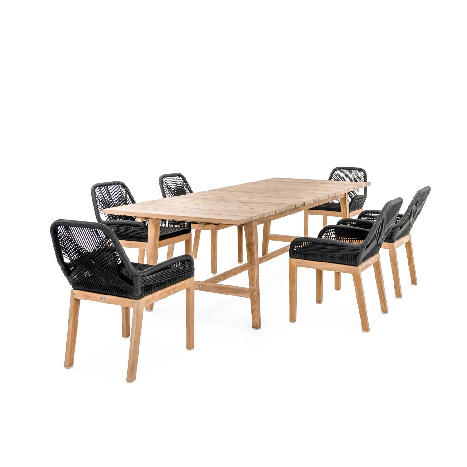 Signature Willow Bay 7 Piece Olefin Rope and Teak Patio Dining Set W/ Extension - Mycitystee