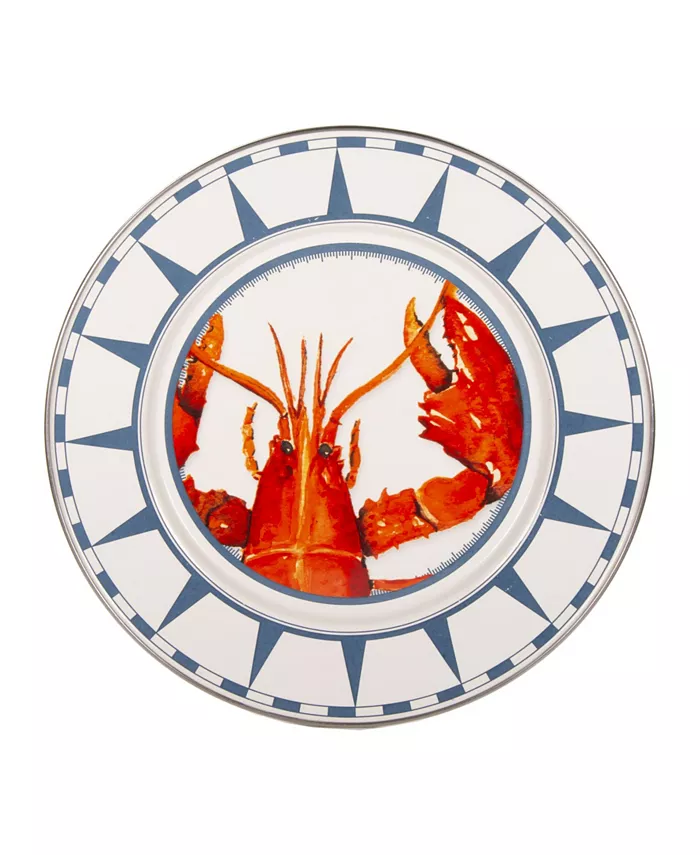 Golden Rabbit Lobster Enamelware Dinner Plates， Set of 4 - Mycitystee