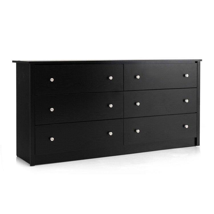 6-Drawer Double Dresser Wide Storage Cabinet with Mental Knobs - - 36504614 - Mycitystee