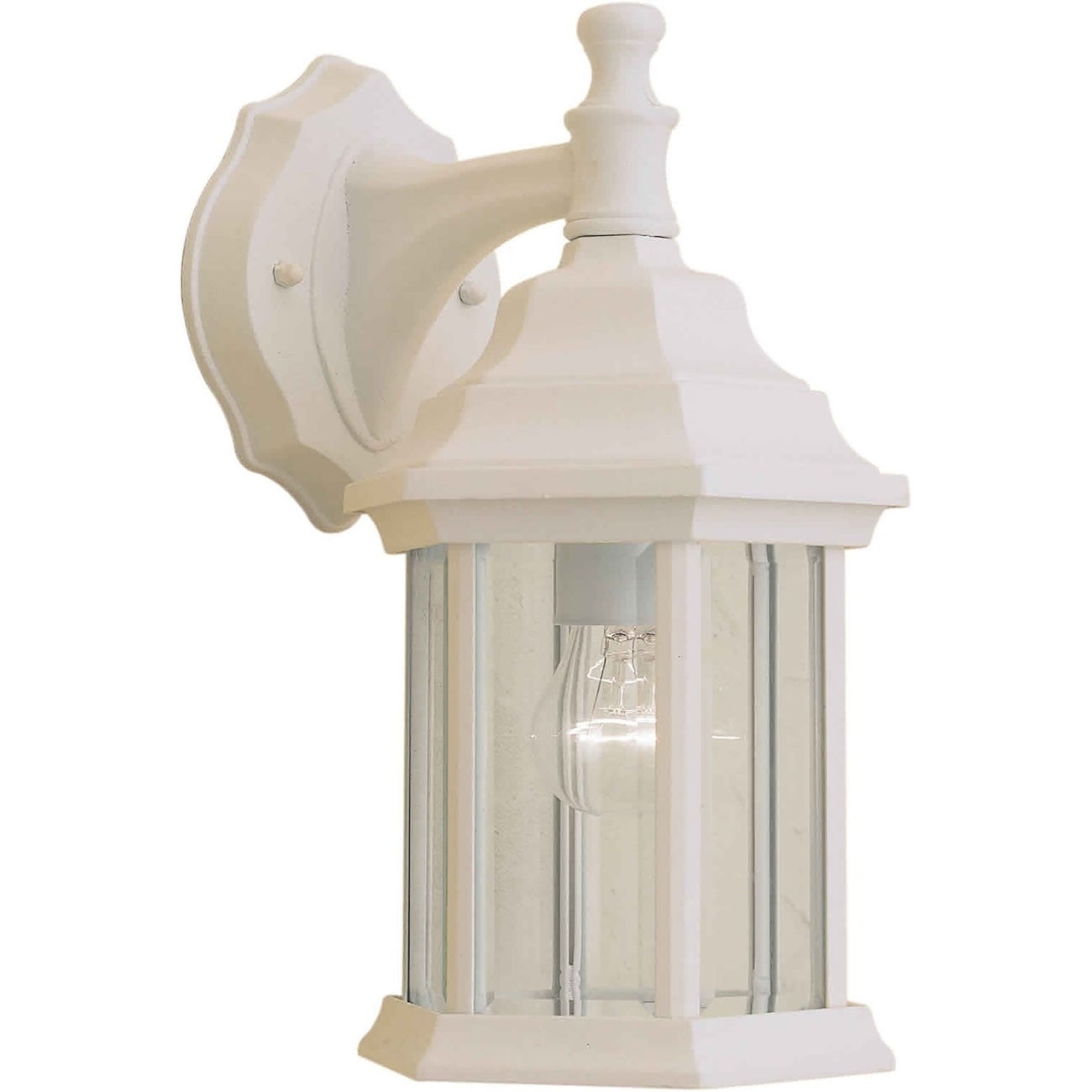 1-Light Matte White Outdoor Wall Lantern with Clear Beveled Glass Panels Shopping - The Best Deals on Outdoor Wall Lanterns | 33520263 - Mycitystee
