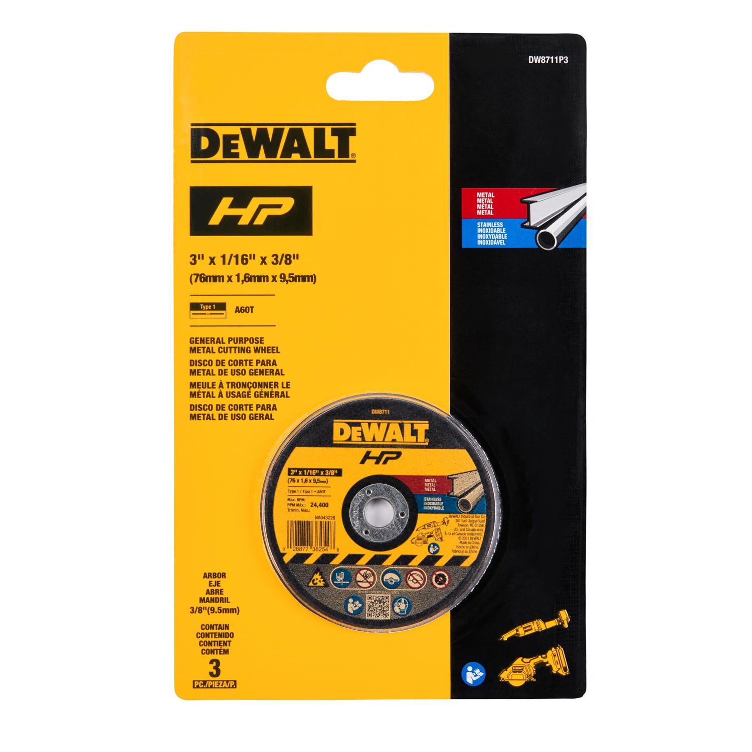 DeWalt 3 in. D X 3/8 in. Aluminum Oxide Bonded Cut-Off Wheel Kit 3 pk - Mycitystee