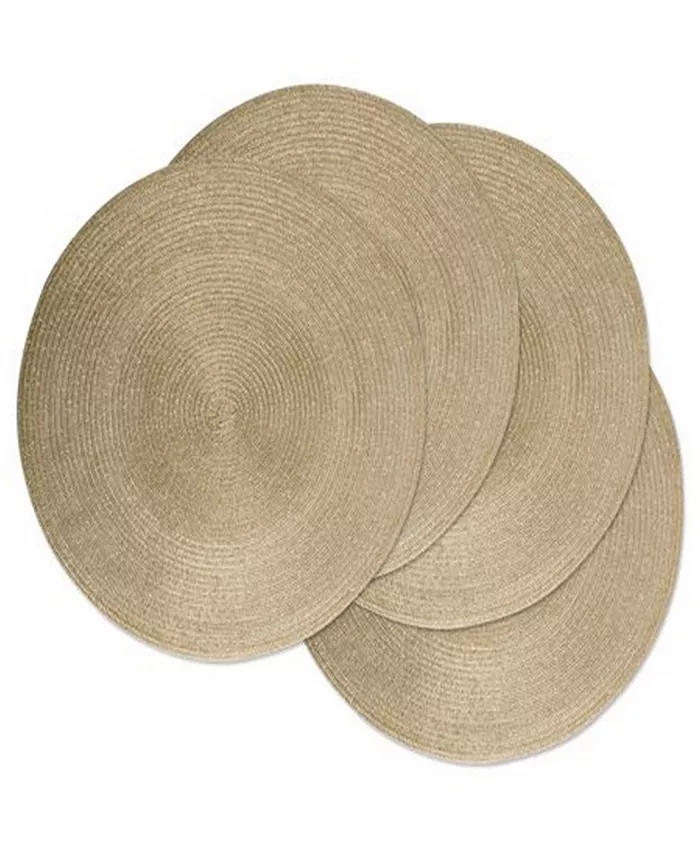 Design Imports Metallic Round Polypropylene Woven Placemat， Set of 4 - Mycitystee