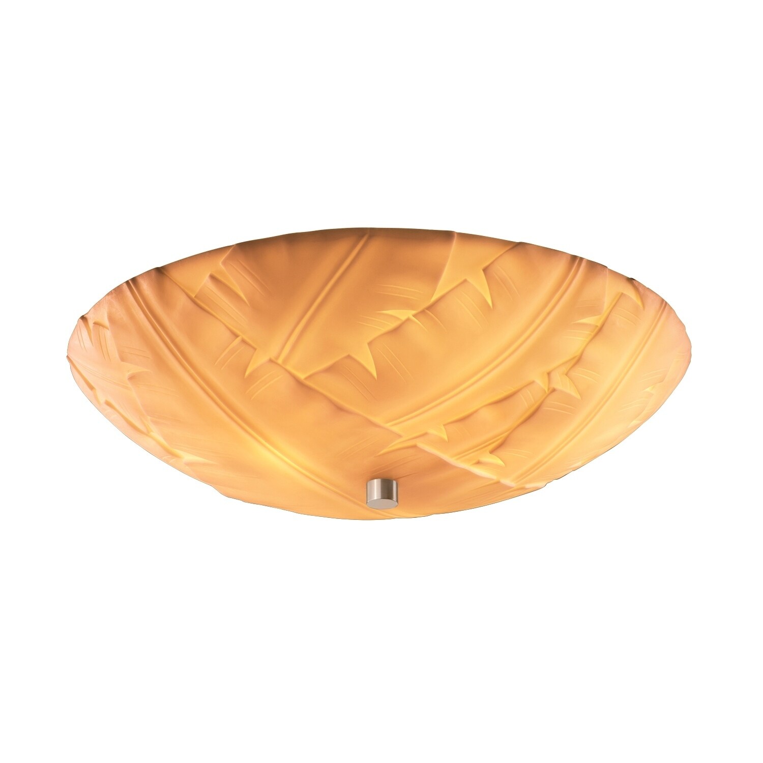 Justice Design Porcelina Brushed Nickel 6-light Semi-flush， Banana Leaf Round BowlShade - Brushed Nickel - Mycitystee