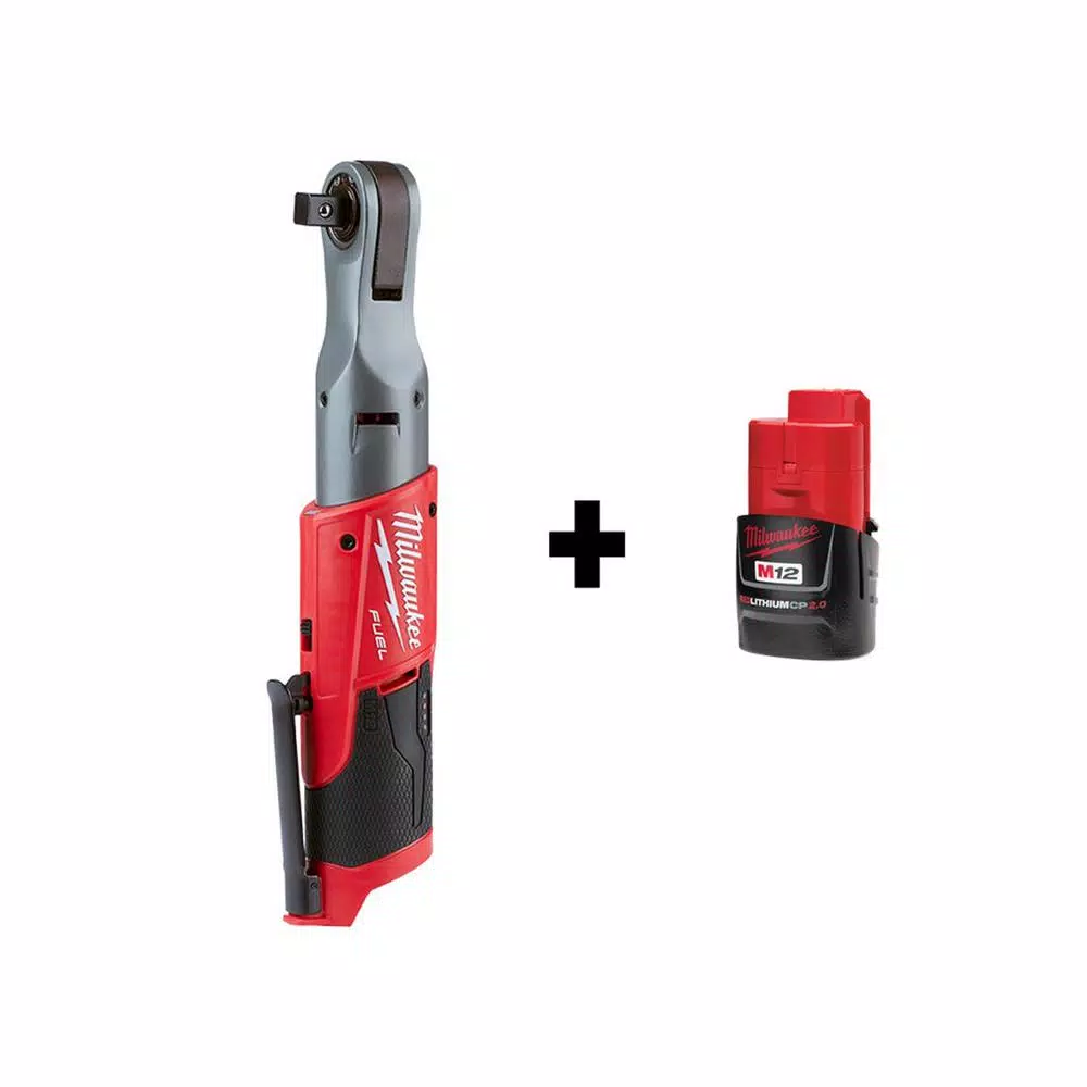 Milwaukee M12 FUEL 12-Volt Lithium-Ion Brushless Cordless 1/2 in. Ratchet with M12 2.0Ah Battery and#8211; XDC Depot - Mycitystee