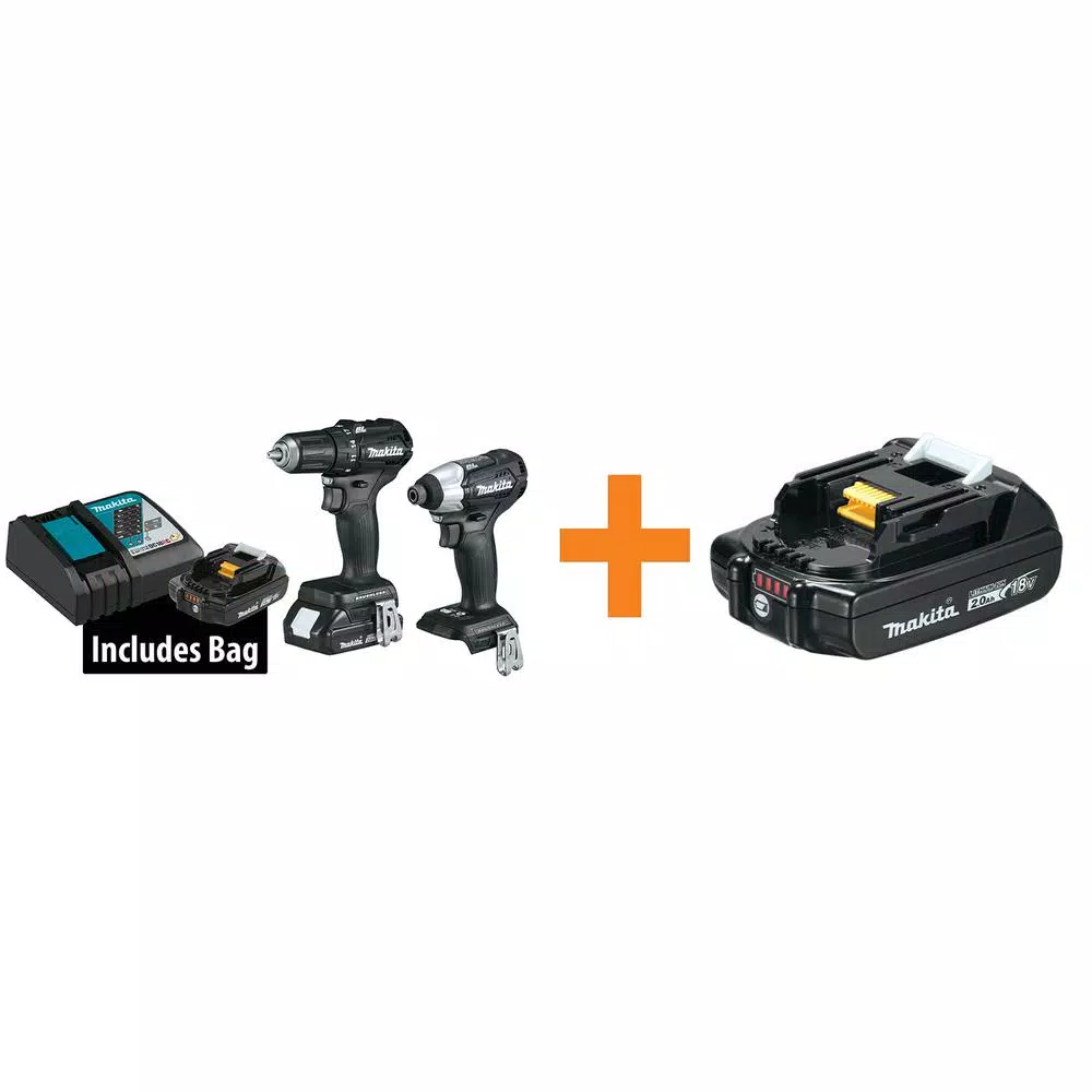 Makita 18-Volt 2.0Ah Lithium-Ion Sub-Compact BL Combo Kit (2-Piece) with Bonus 18-Volt 2.0Ah Compact Lithium-Ion Battery and#8211; XDC Depot - Mycitystee