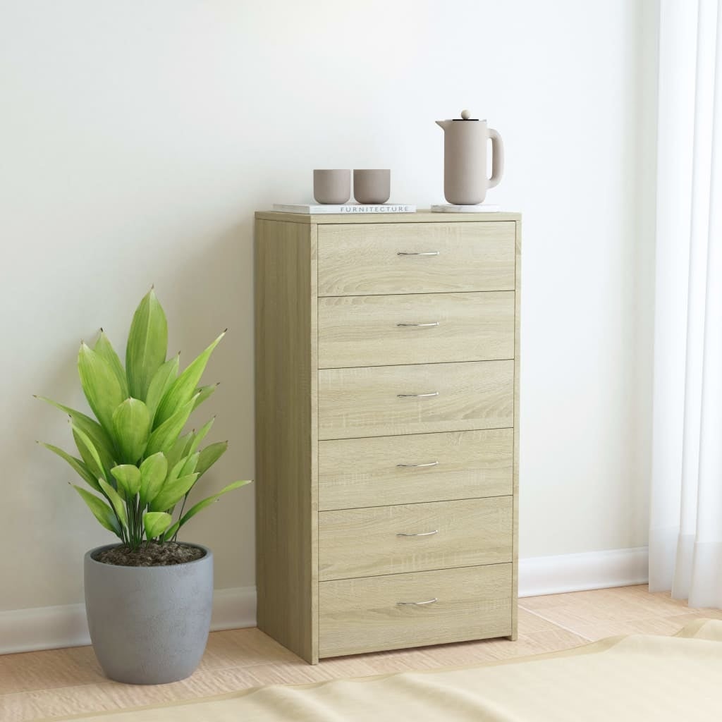 vidaXL Sideboard with 6 Drawers Sonoma Oak 19.7