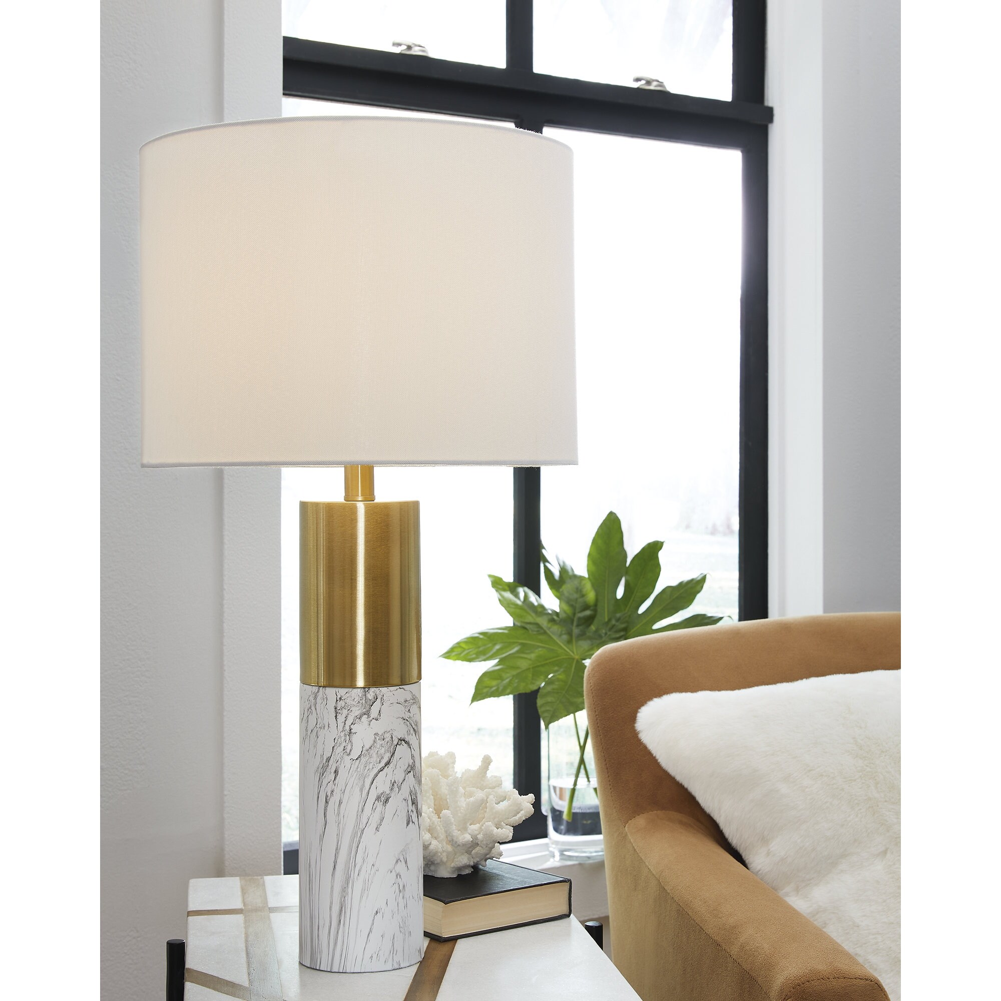 Ashley Furniture Samney Gold/White Metal Table Lamps (Set of 2) - 14