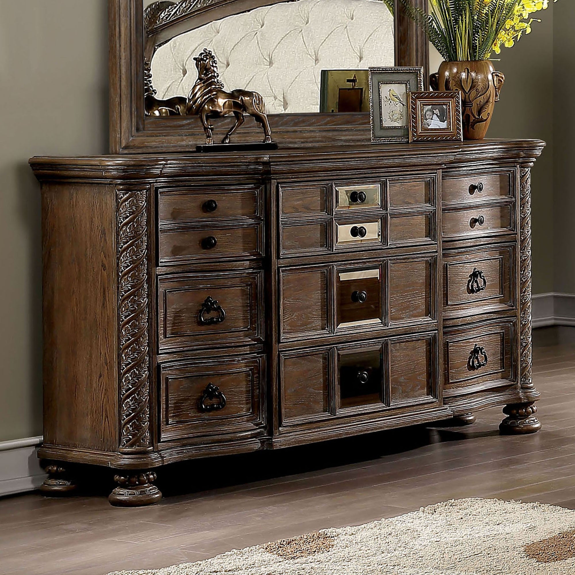 Furniture of America Cimarron Transitional Natural 9-drawer Dresser - - 35568657 - Mycitystee
