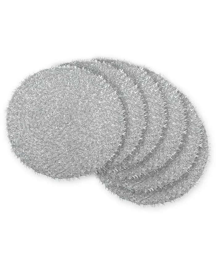 Design Imports Round Woven Tinsel Placemat， Set of 6 - Mycitystee