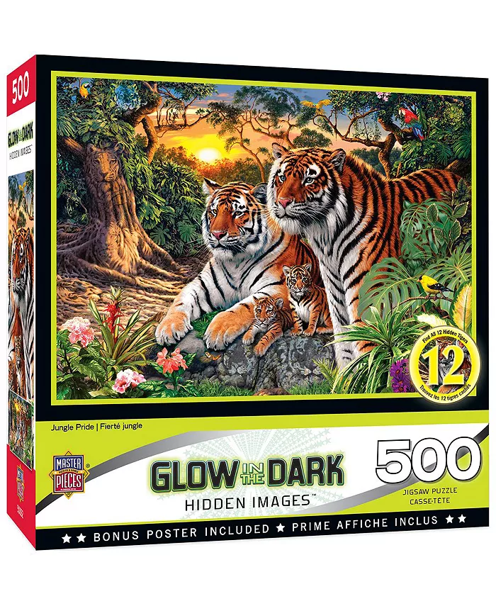 MasterPieces Puzzles Hidden Images - Jungle Pride 500 Piece Adult Jigsaw Puzzle - Mycitystee