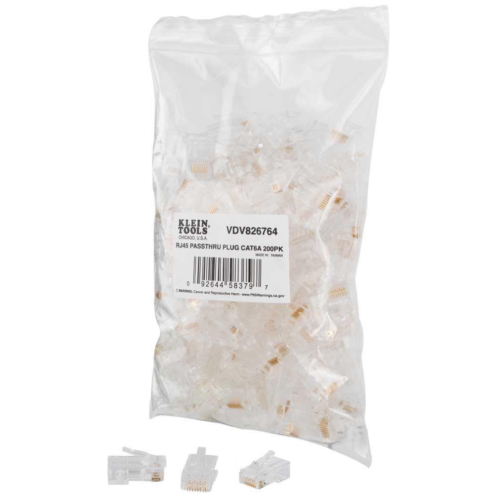 Klein RJ45 CAT6A UTP Pass Thru Plug 200pk - Mycitystee