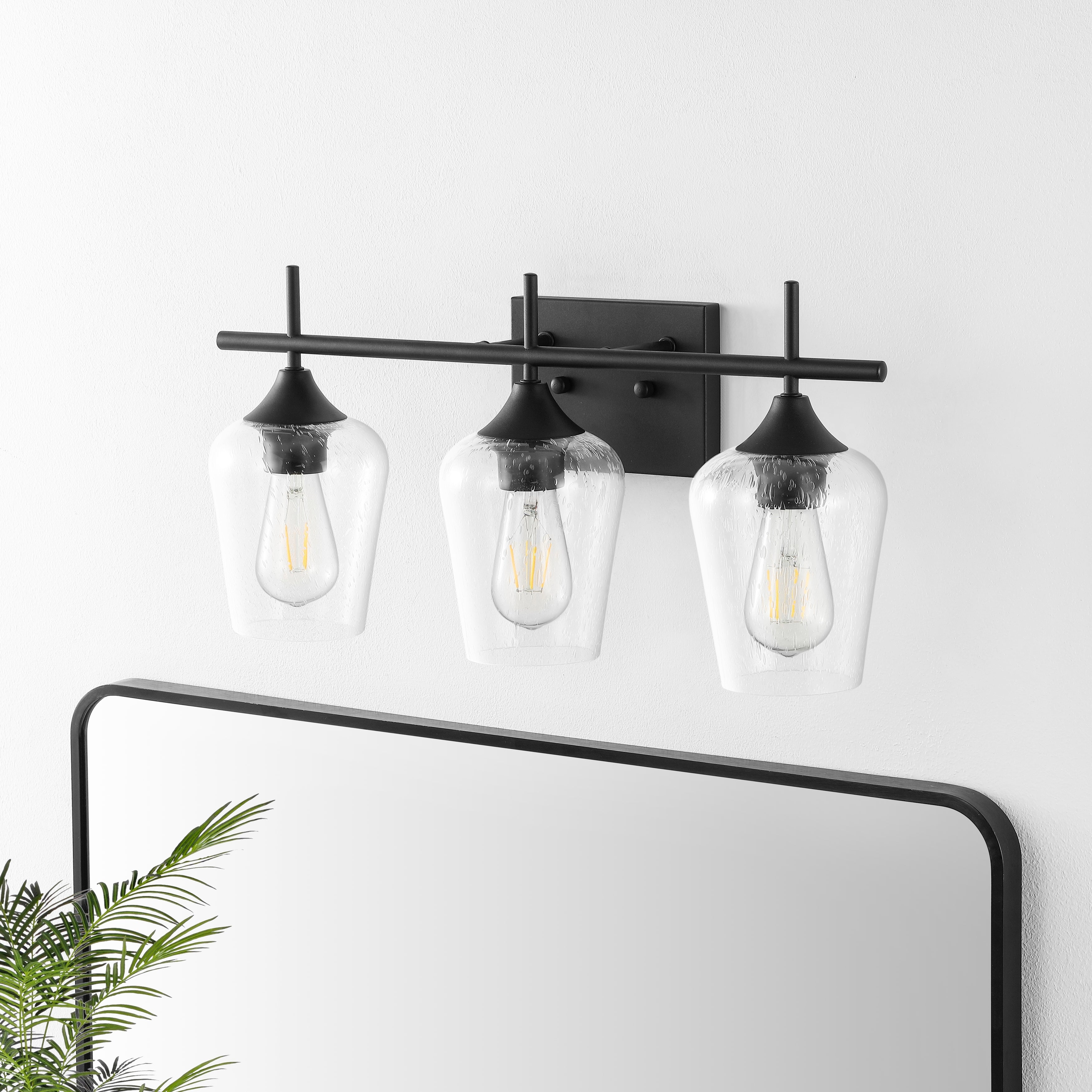 GetLedel 3-Light Dimmable Vanity Light Sconce With Seeded Glass Shades - Mycitystee