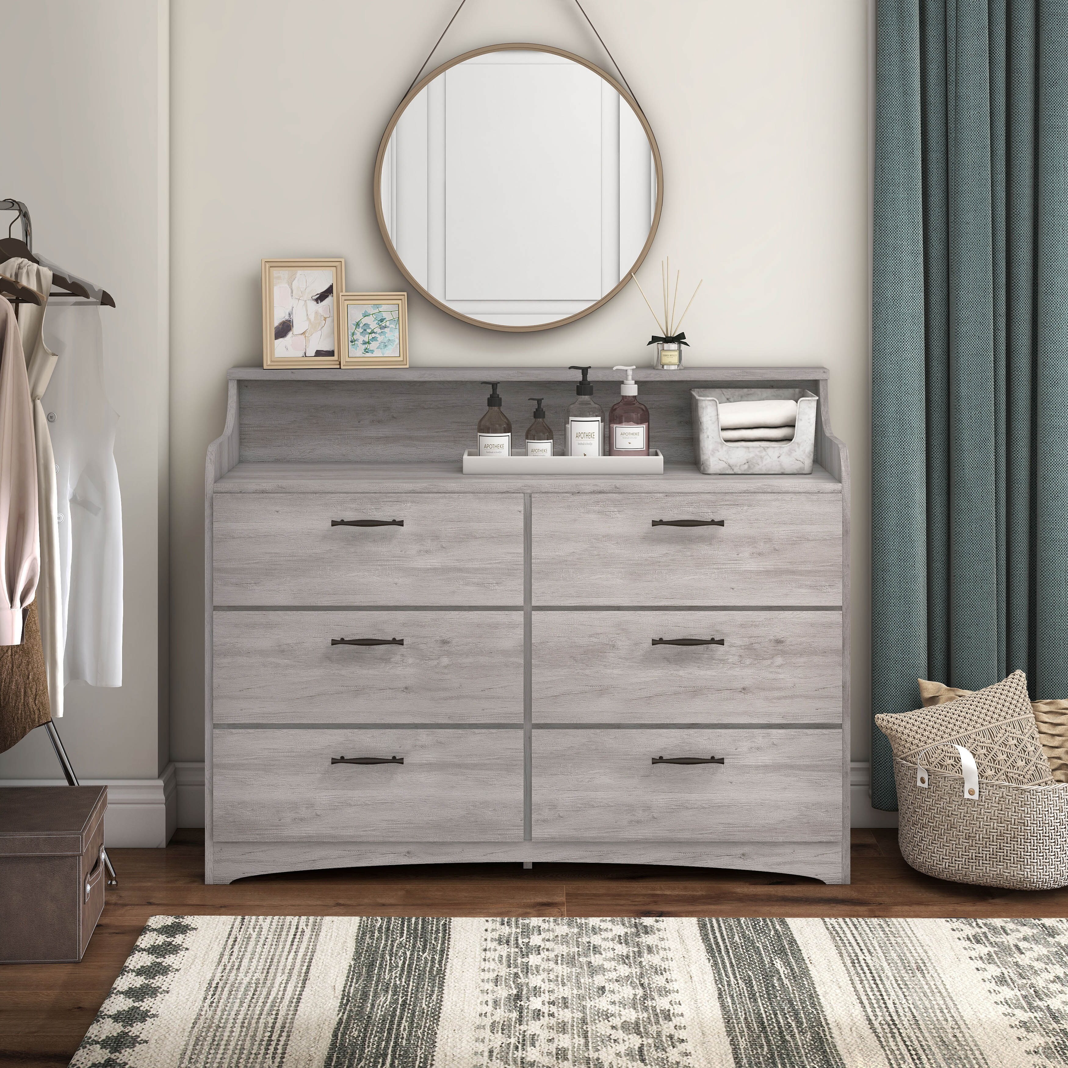DH BASIC Simple 6-drawer 47-inch Double Dresser by Denhour - - 36576241 - Mycitystee