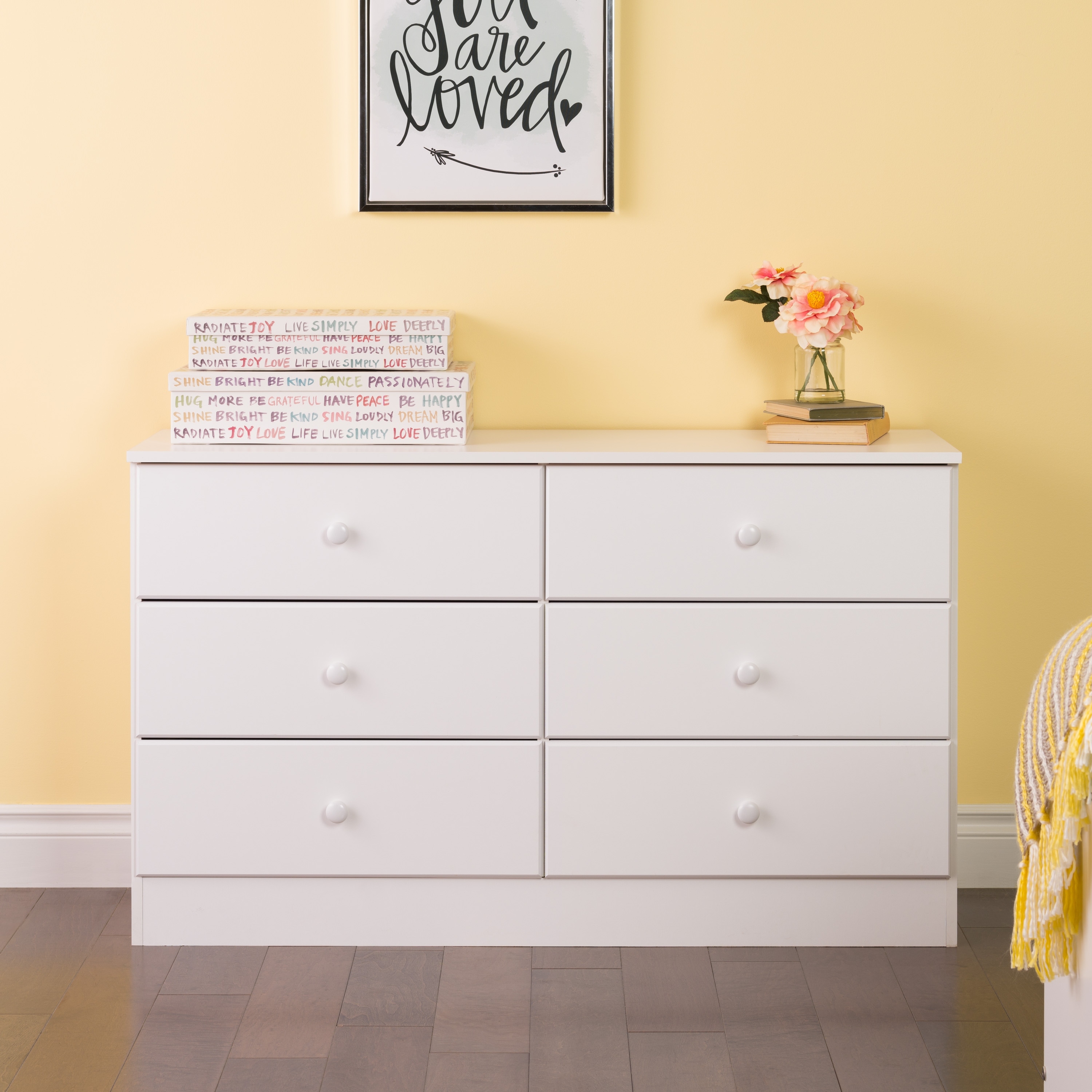 Astrid Modern 6-Drawer Double Dresser， White - - 37236410 - Mycitystee