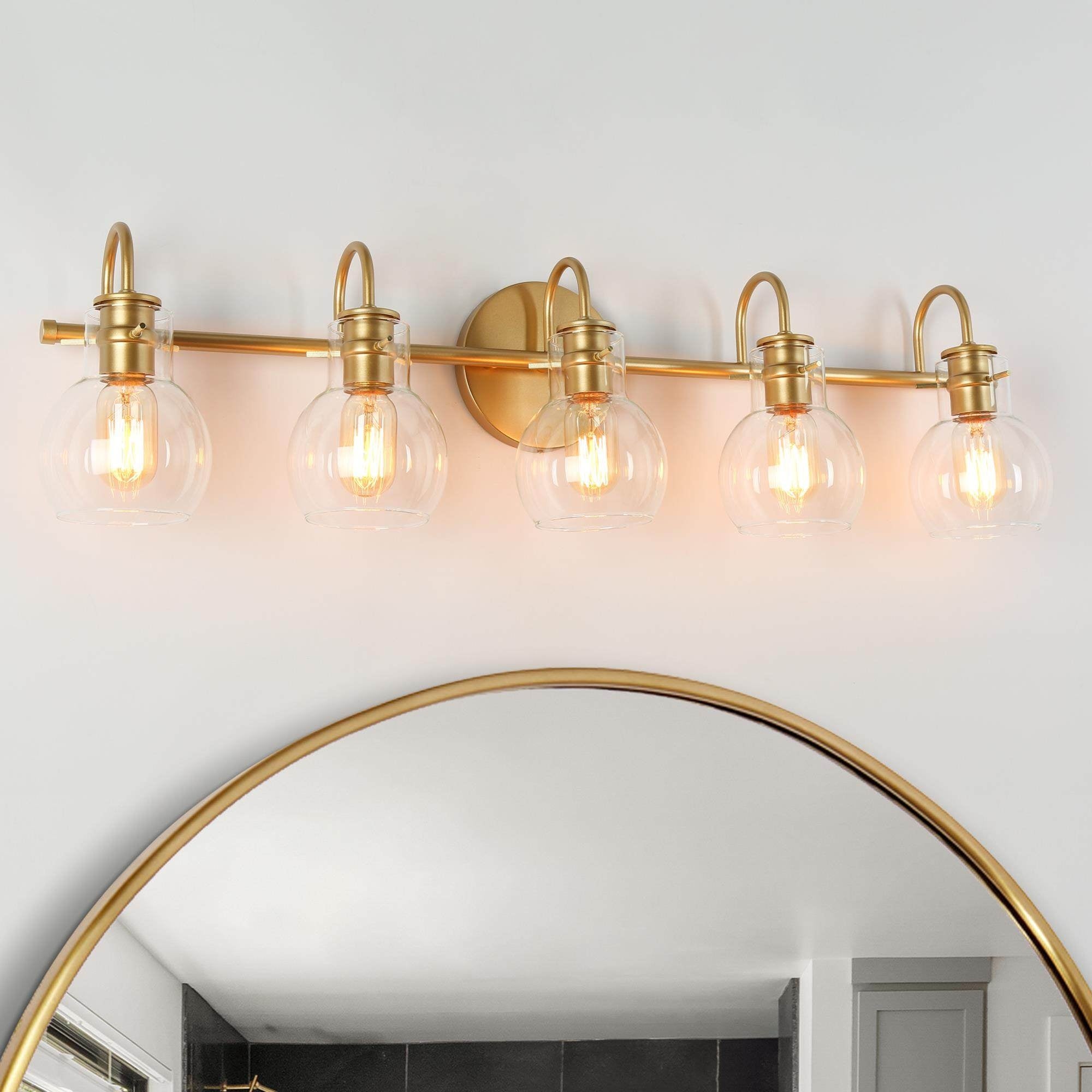 Carson Carrington 3/5-Light Bathroom Vanity Lights Powder Room Glass Wall Sconces - Mycitystee