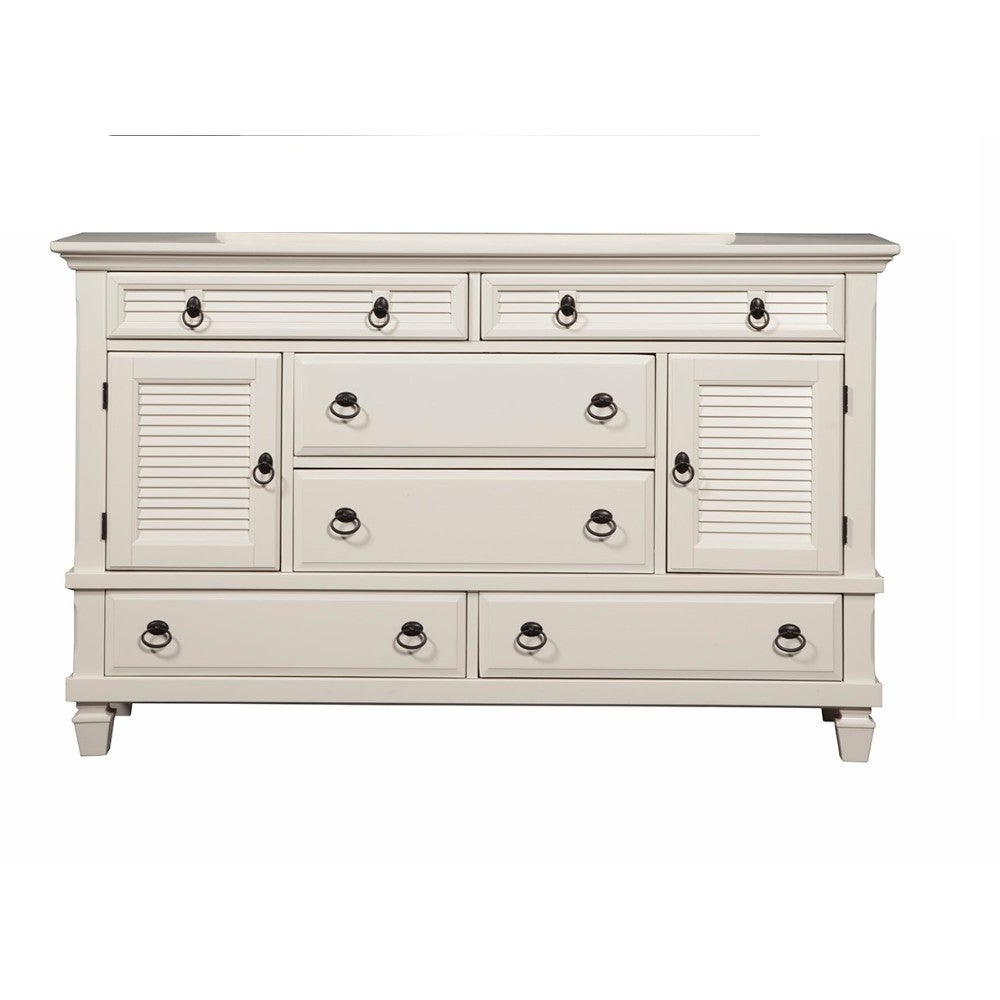 Pine Wood Dresser with 2 Cabinet and 6 Drawer in White - - 21736024 - Mycitystee