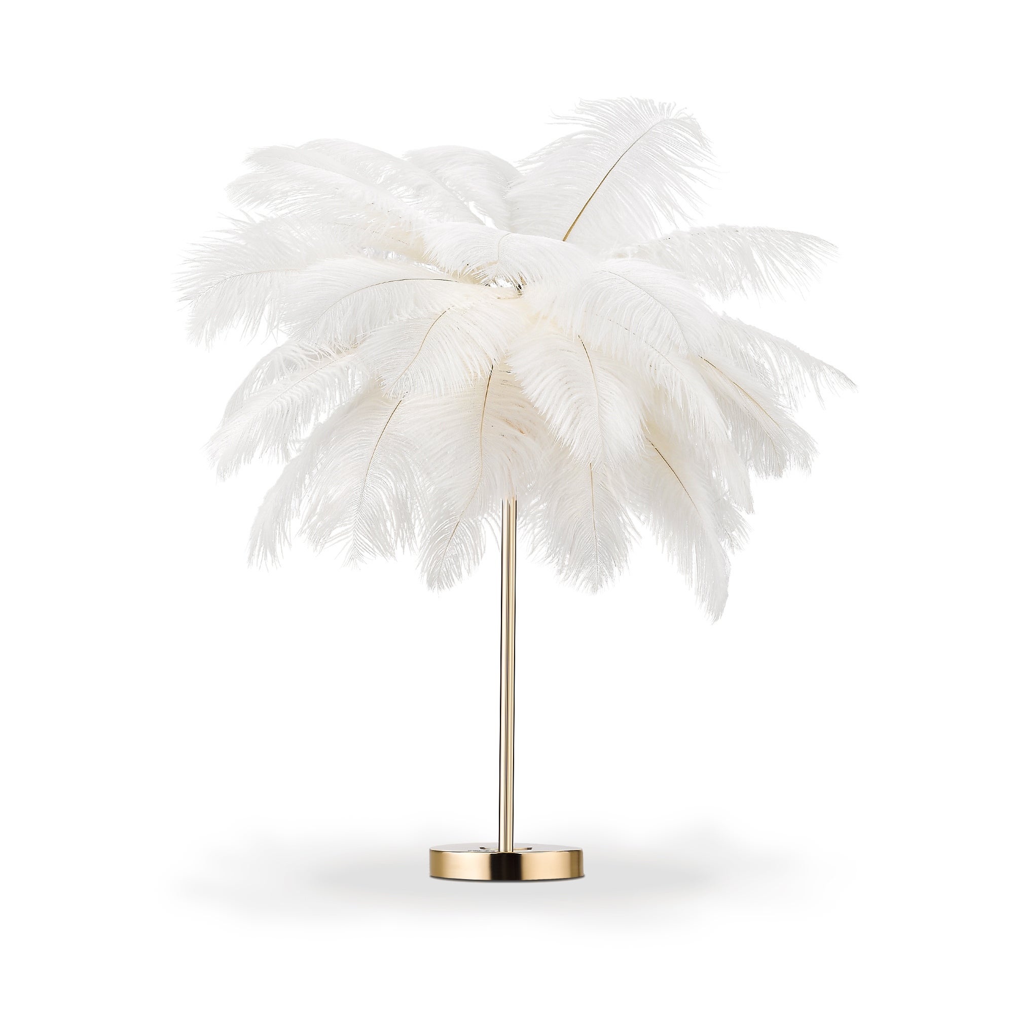 Gold White Feather Tripod Table Lamp With Bulbs - Mycitystee
