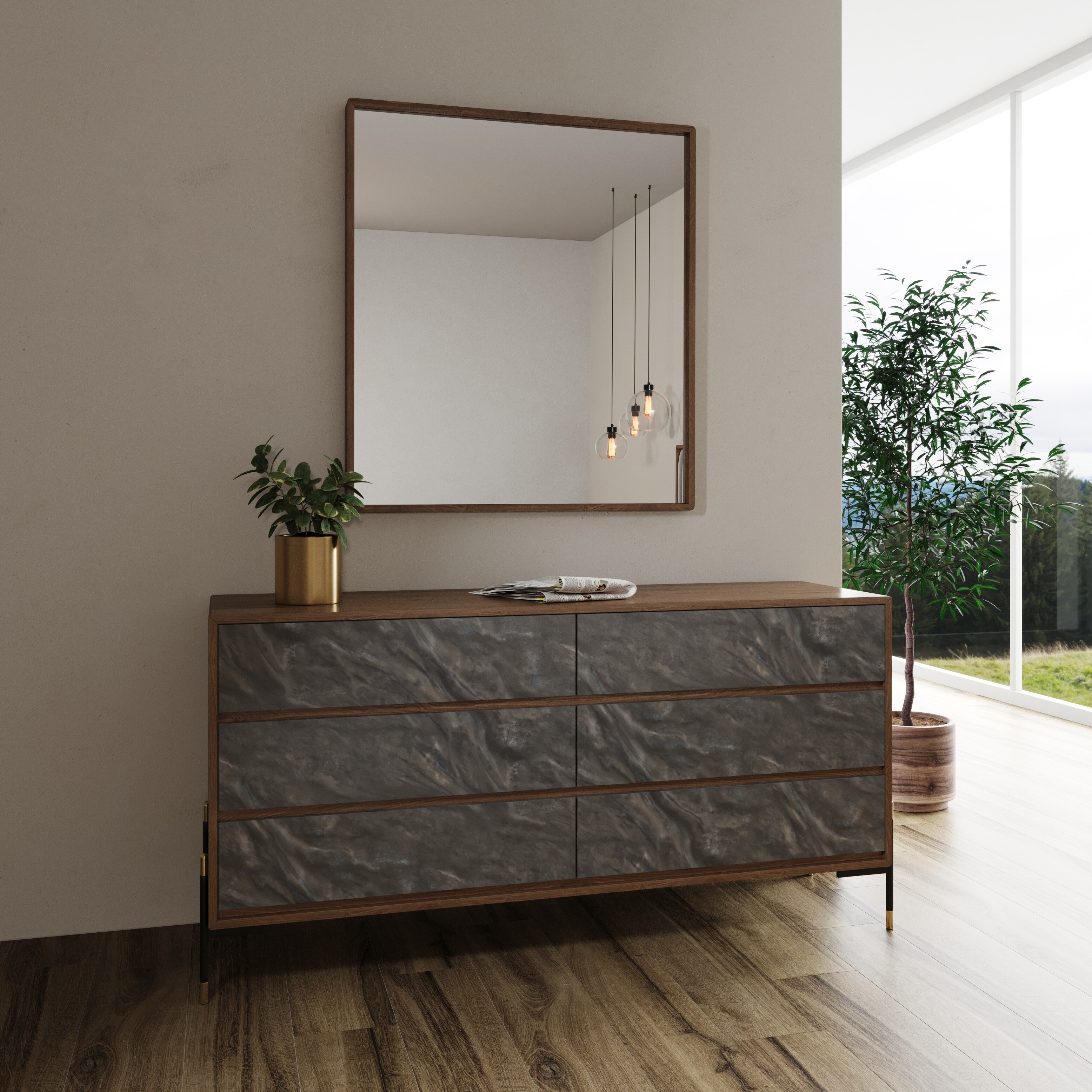 Nova Domus Metcalf Mid-Century Walnut and Grey Dresser - - 37356388 - Mycitystee