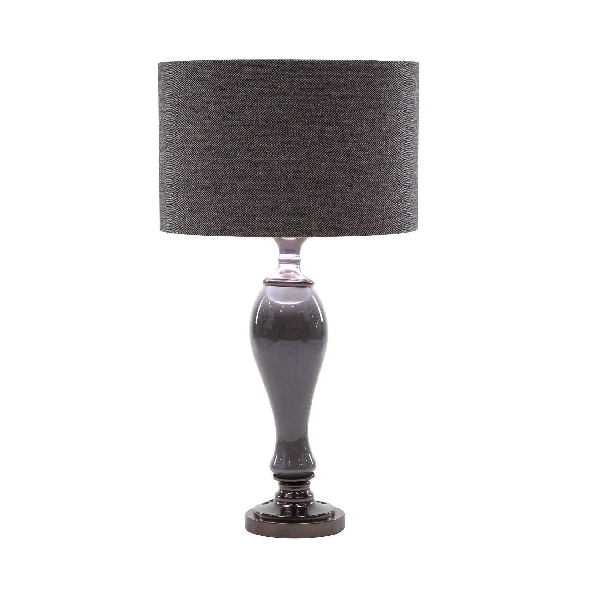 Modern 25 x 14 Inch Matte Gunmetal Gray Table Lamp with Linen Shade - Mycitystee